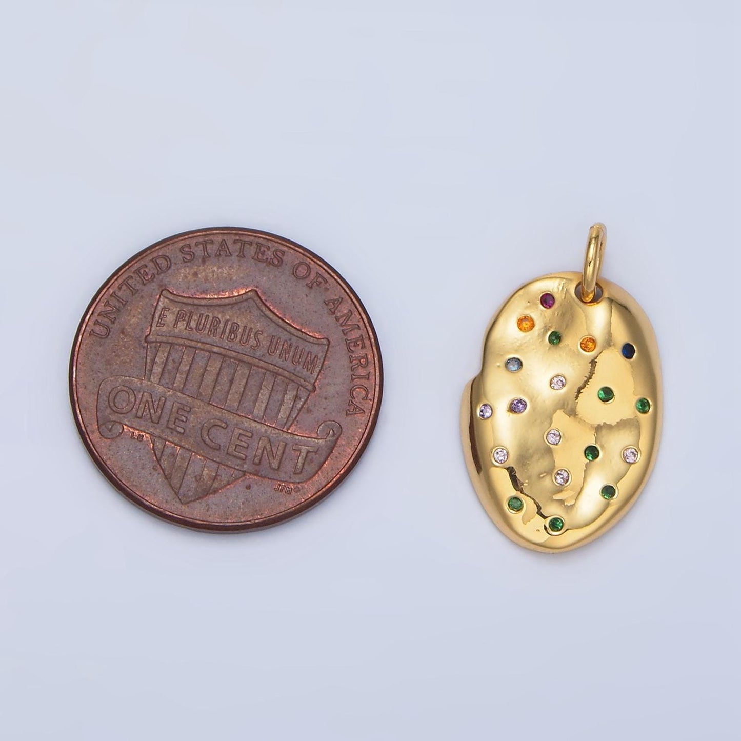 Multi color cz oval charm pendant 24k gold filled charm geometric jewelry bracelet necklace making x607