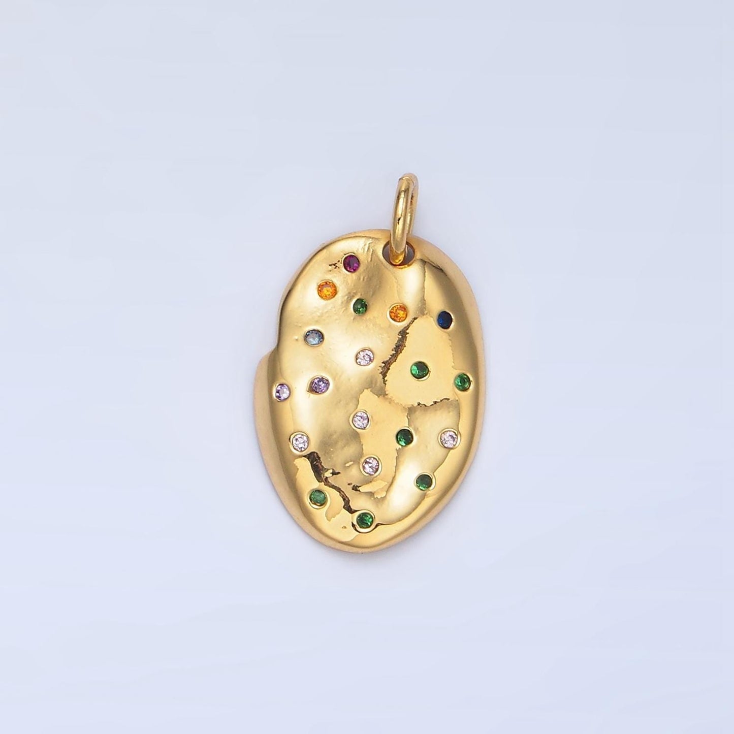 Multi color cz oval charm pendant 24k gold filled charm geometric jewelry bracelet necklace making x607