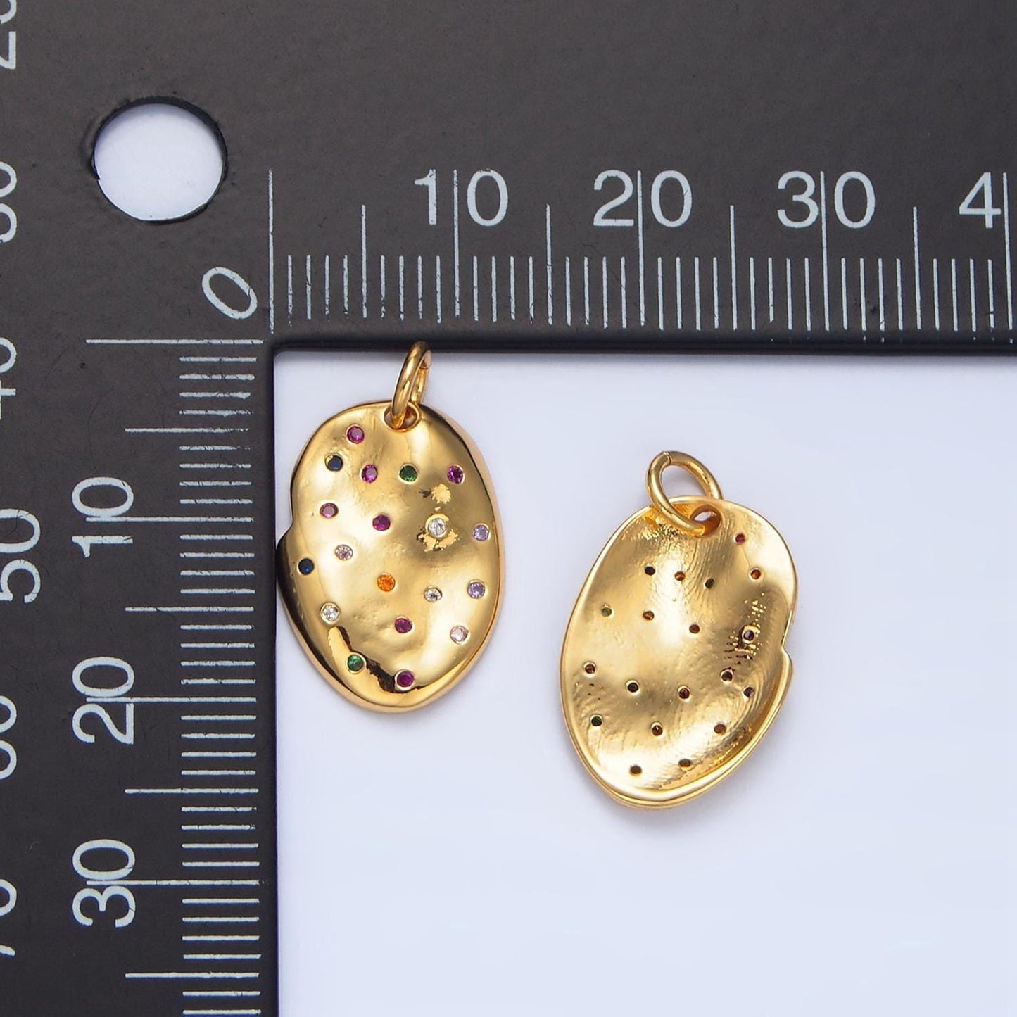 Multi color cz oval charm pendant 24k gold filled charm geometric jewelry bracelet necklace making x607