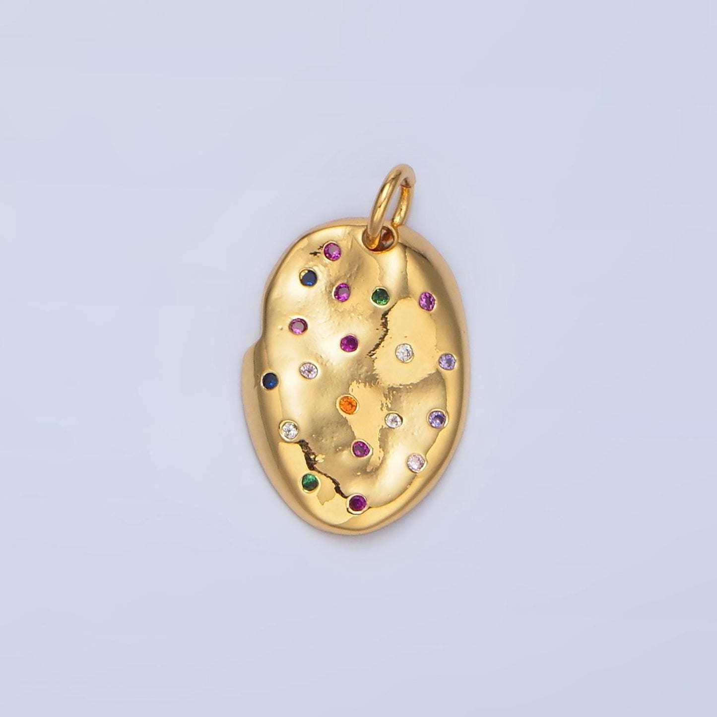 Multi color cz oval charm pendant 24k gold filled charm geometric jewelry bracelet necklace making x607