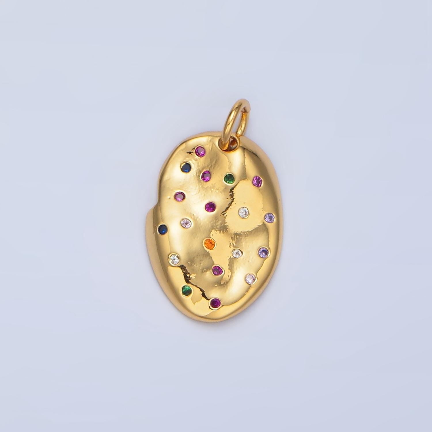 Multi color cz oval charm pendant 24k gold filled charm geometric jewelry bracelet necklace making x607