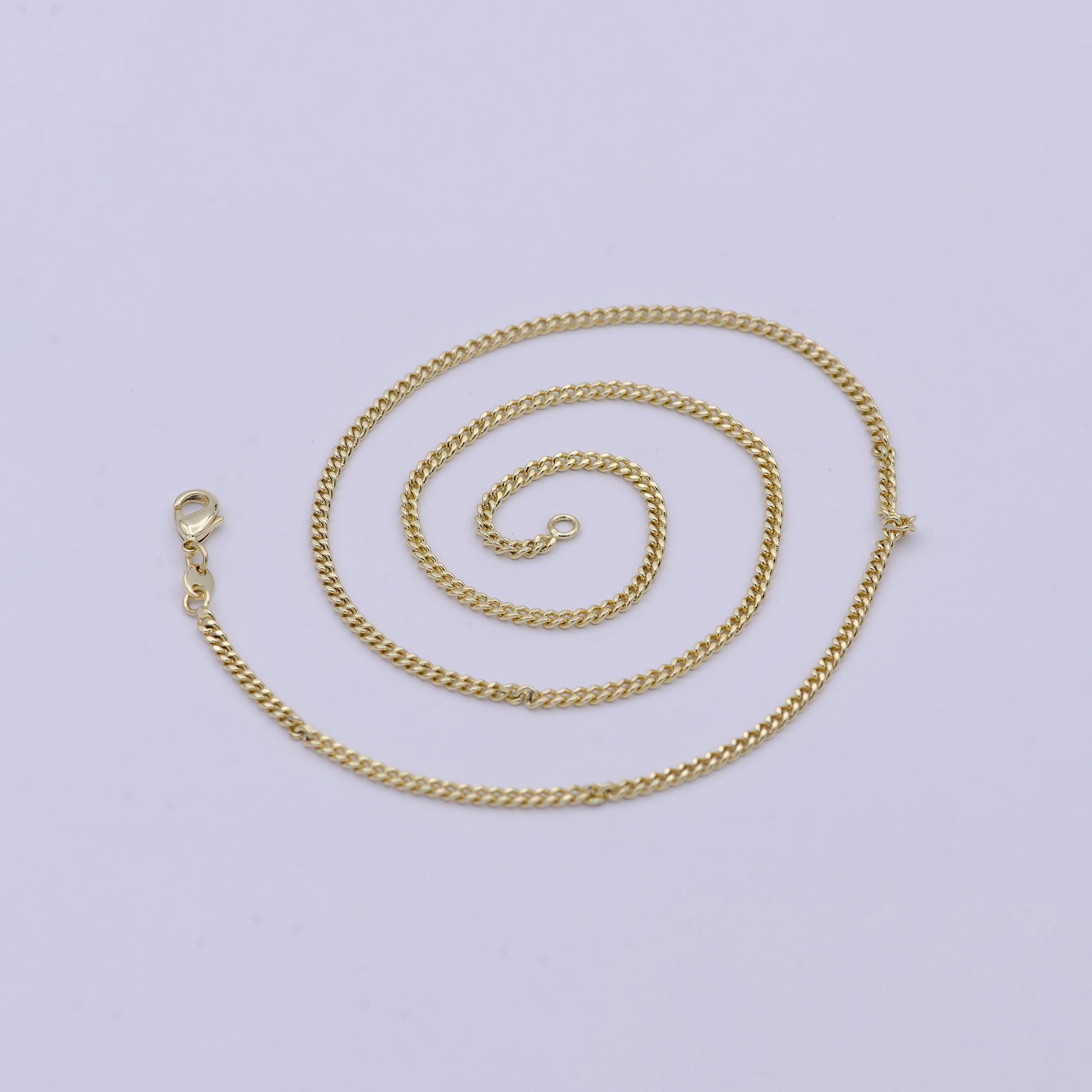 14k gold filled curb chain necklace 2.1mm width dainty gold chain necklace wa-756