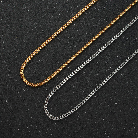 20 inch curb chain stainless steel necklace in gold & silver | wa-2590 wa-2591