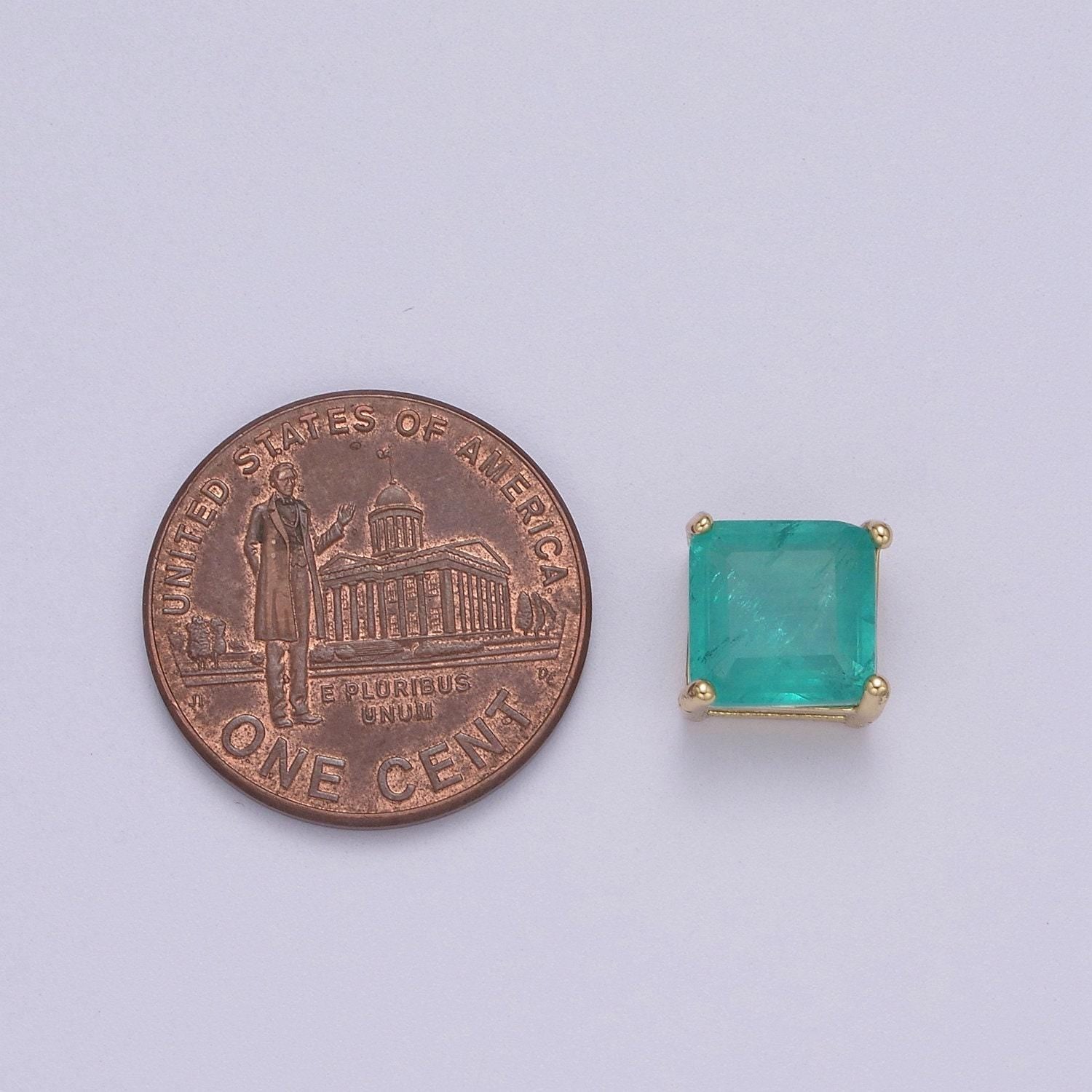 Cubiz zirconia square beads - 8.5mm small cz aqua green geometric jewelry gold beads spacer for bracelet necklace supply, b-462
