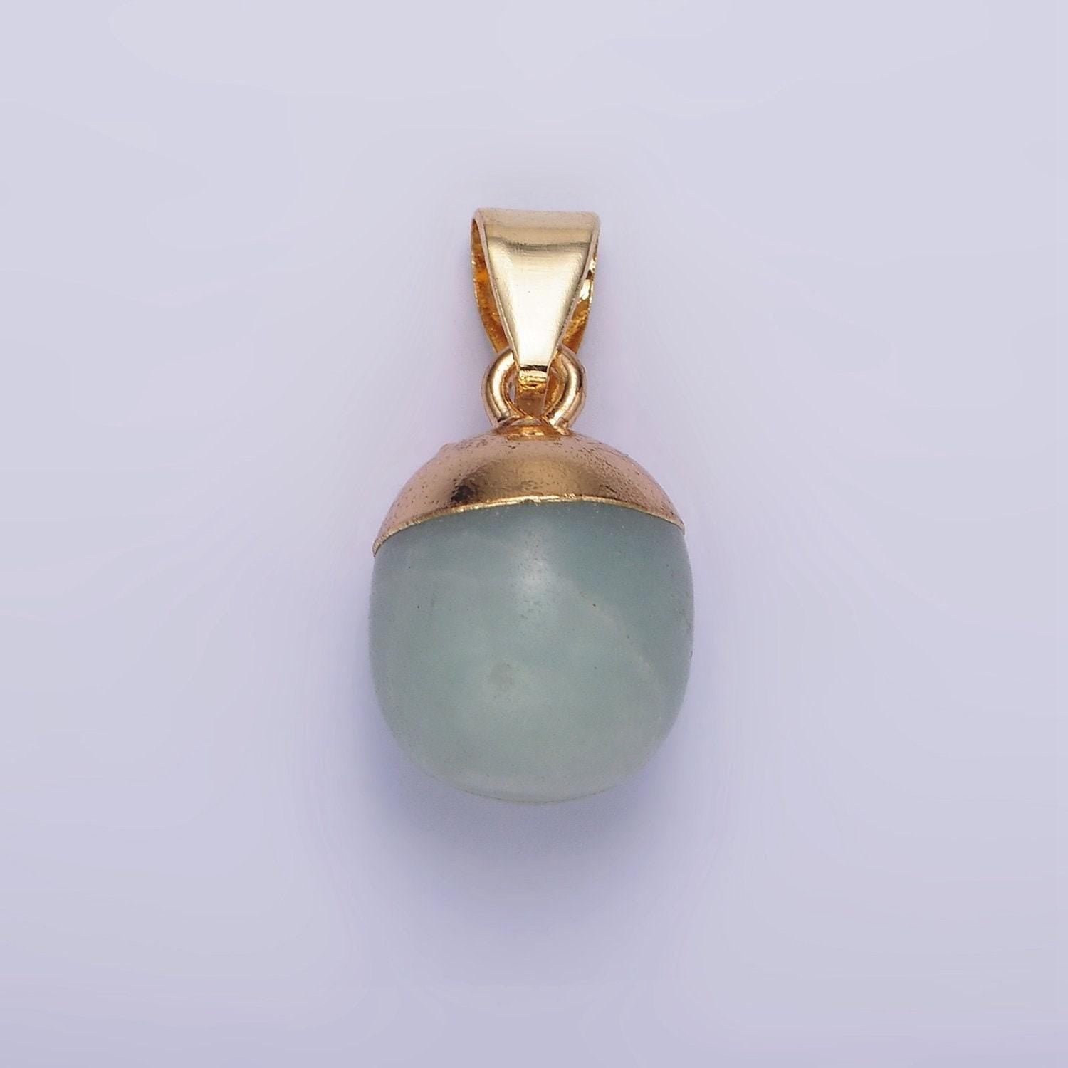 Gemstone oval potato gold pendant charm rose quartz moonstone amethyst amazonite charm n1305 n1306 n1307 n1308