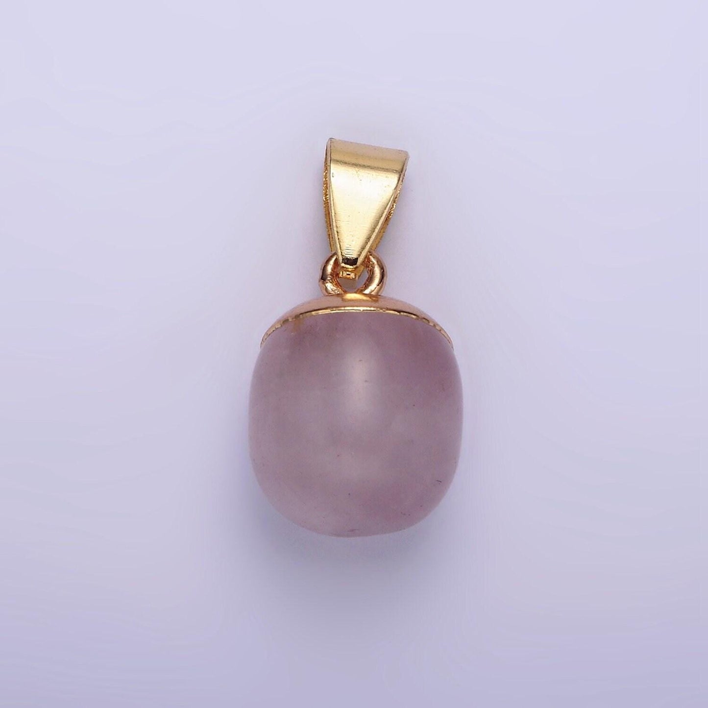 Gemstone oval potato gold pendant charm rose quartz moonstone amethyst amazonite charm n1305 n1306 n1307 n1308