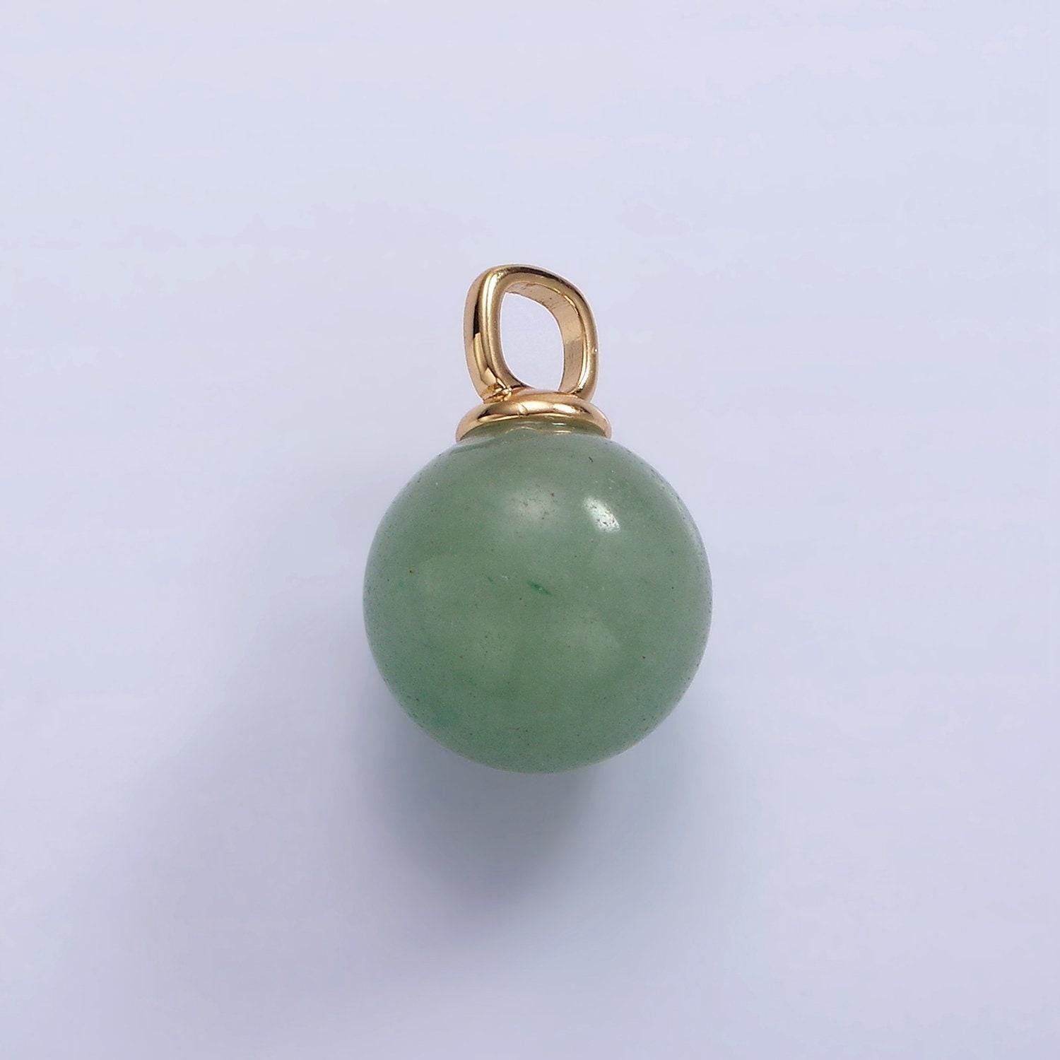 14k gold filled 12mm round natural gemstone drop personalized pendant birthstone jewelry christmas ornament ball | ac808 - ac813