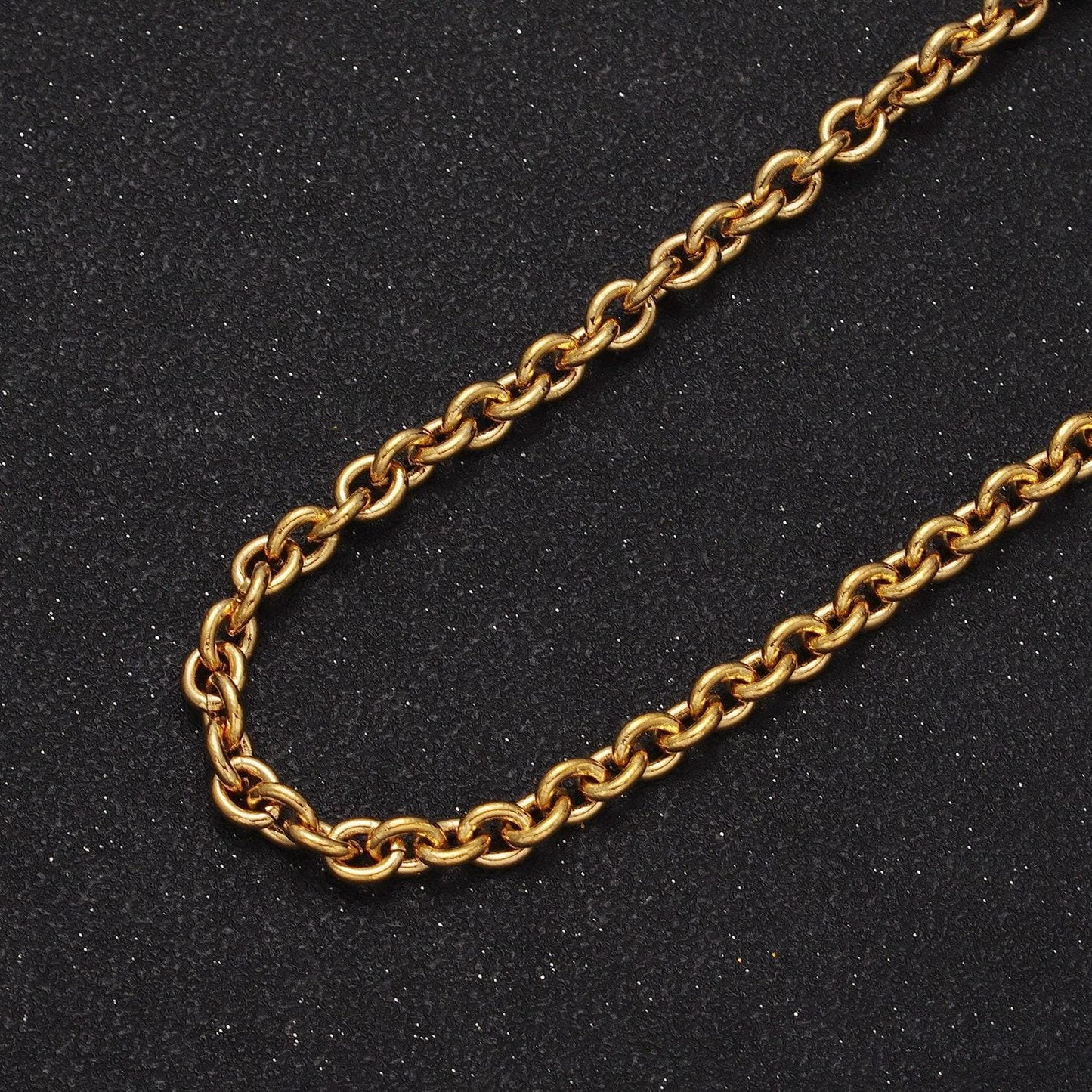 24k gold filled 5.2mm statement cable rolo unfinished gold, silver colored wholesale jewelry component chain by yard | roll-964, roll-965