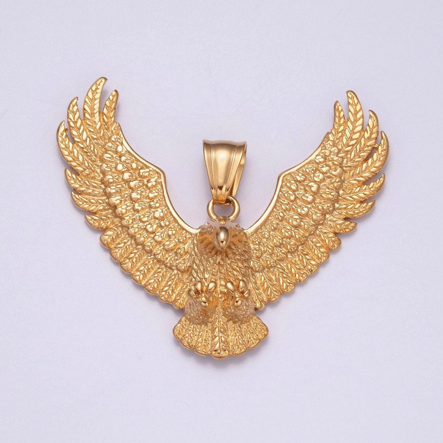 Stainless steel black and gold majestic flying eagle pendant, king of the skies charm, garuda pancasila for necklace pendant | x-633, x-634