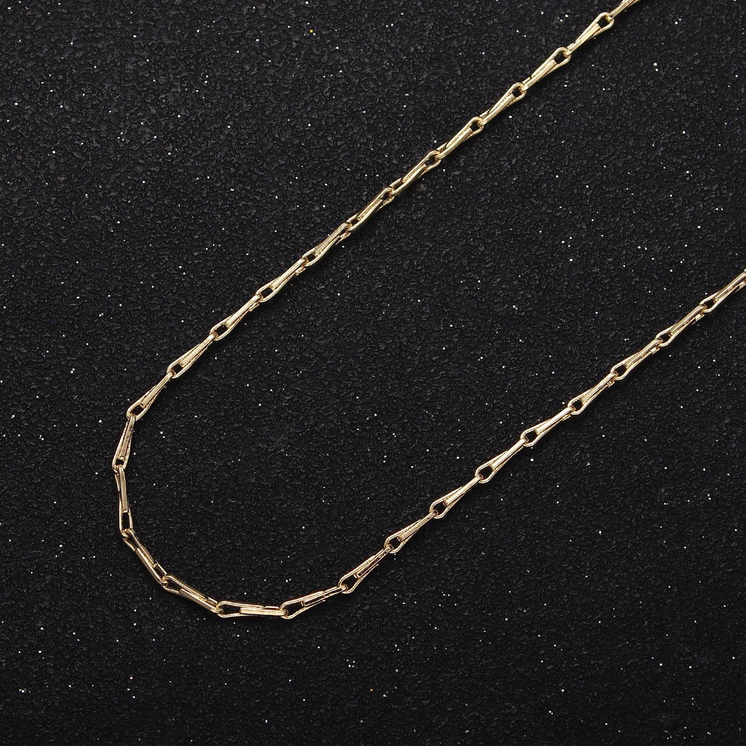 Dainty 1.5mm 24k gold filled barleycorn rectangular link unfinished gold, silver chain for jewelry making by yard | roll-1060, roll-11088