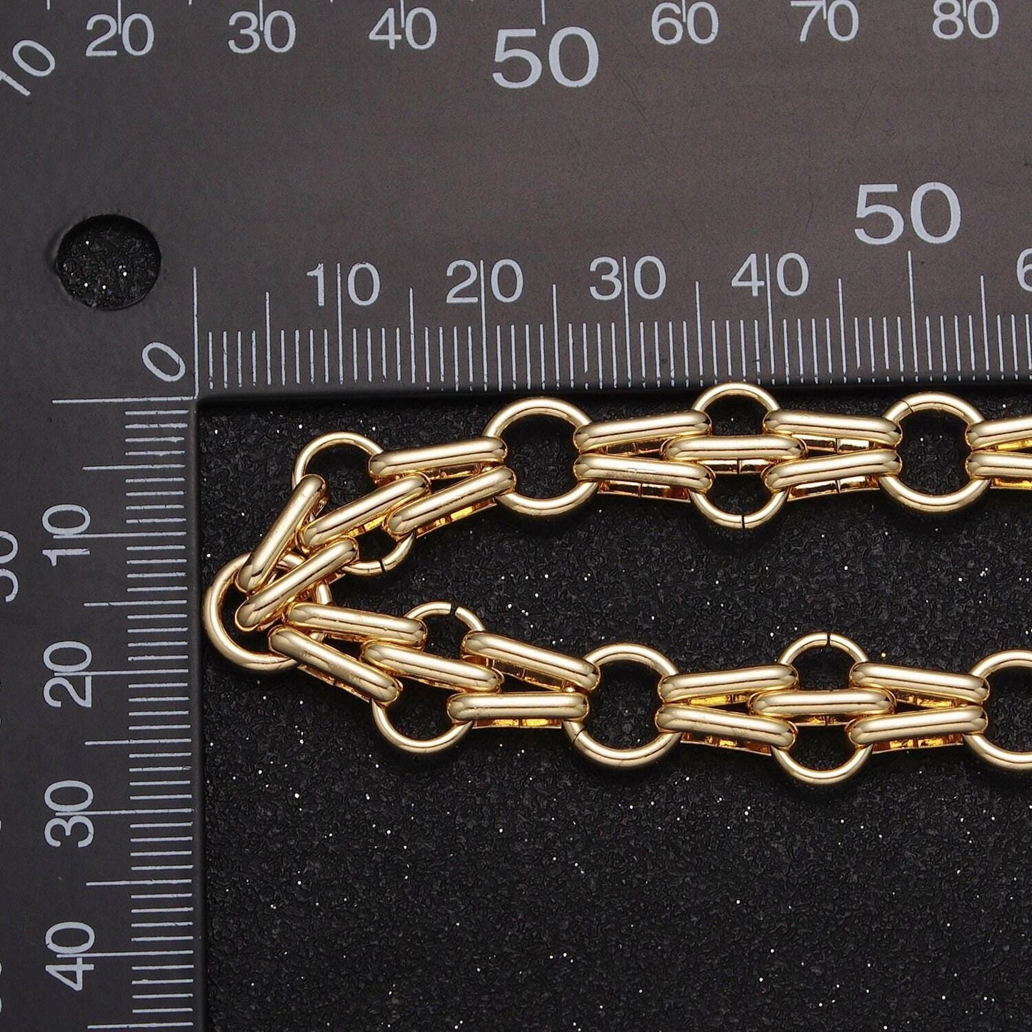 24k gold filled designed rolo multiple oblong link unfinished jewelry making yard chain in gold & silver | roll-1124, roll-1193
