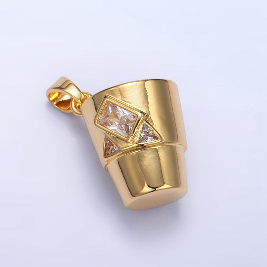 Whisky glass charms silver / gold cz rock charms, jewelry supply wholesale aa1004