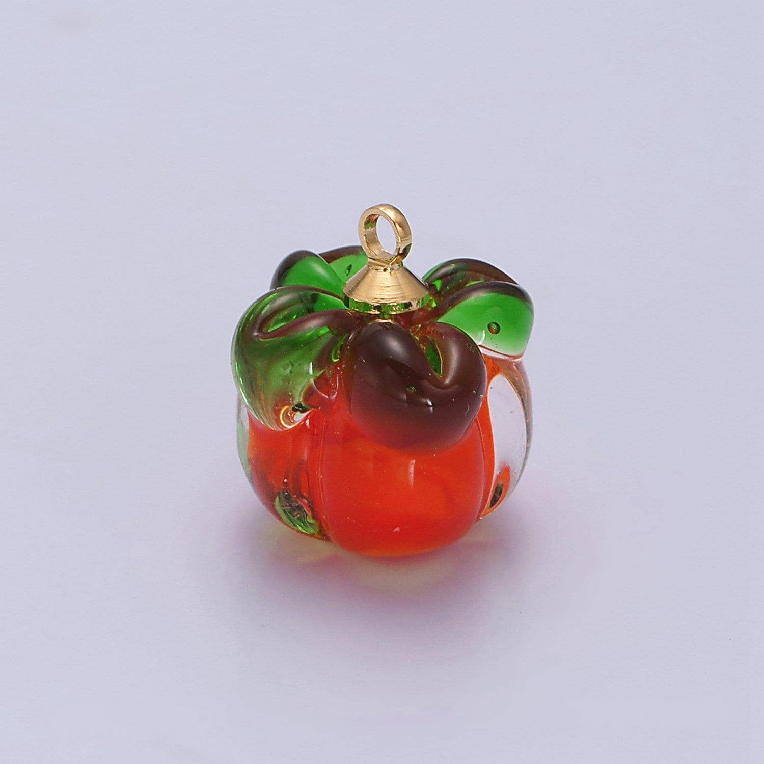 Persimmon glass charm fruit vegetable foodie inspired w-199