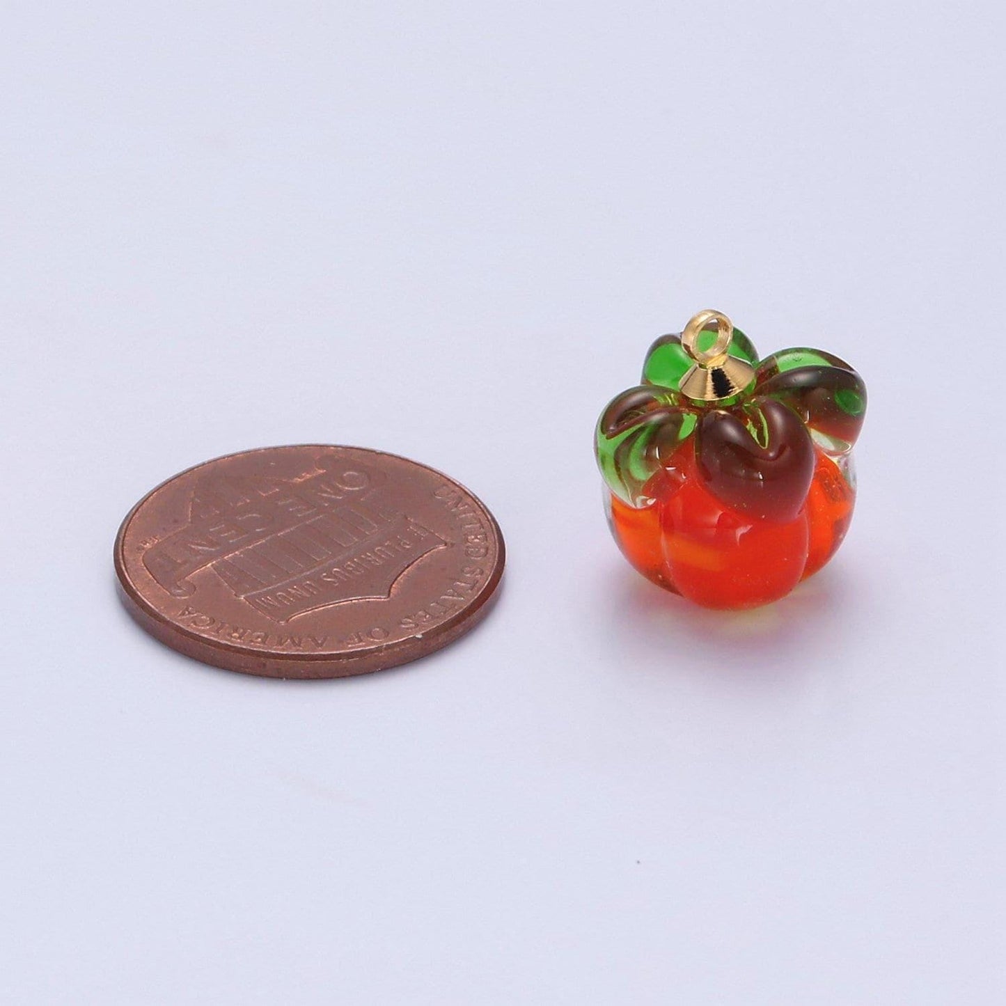 Persimmon glass charm fruit vegetable foodie inspired w-199