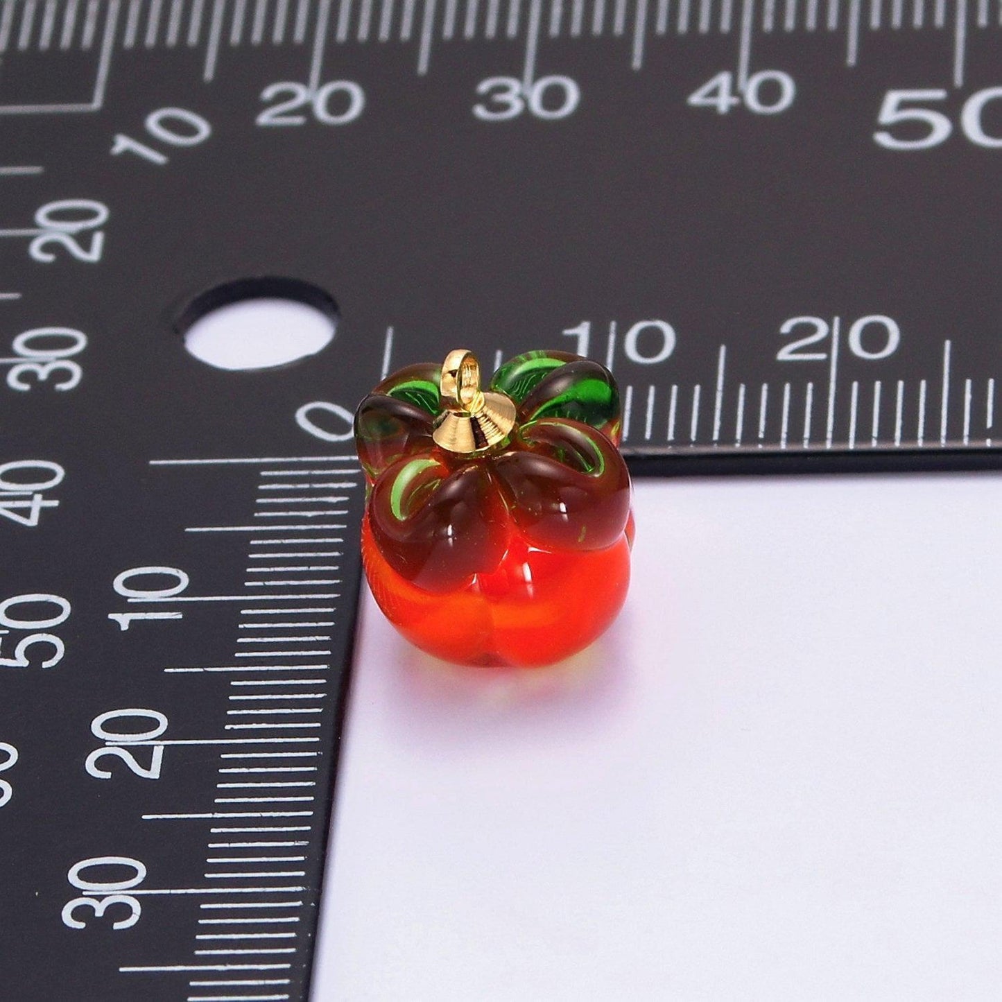 Persimmon glass charm fruit vegetable foodie inspired w-199