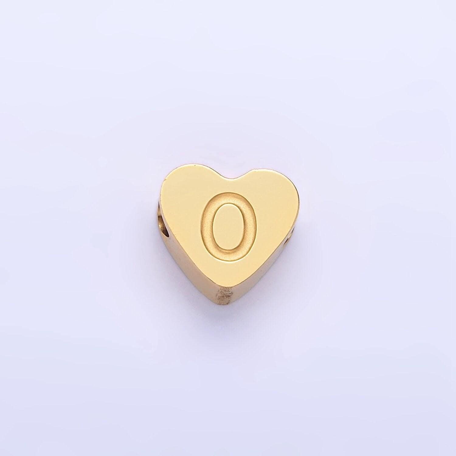 Stainless steel Heart letter alphabet Bead Spacer Initial heart shaped beads in gold for Beaded Bracelet Supply| a1552-a1564