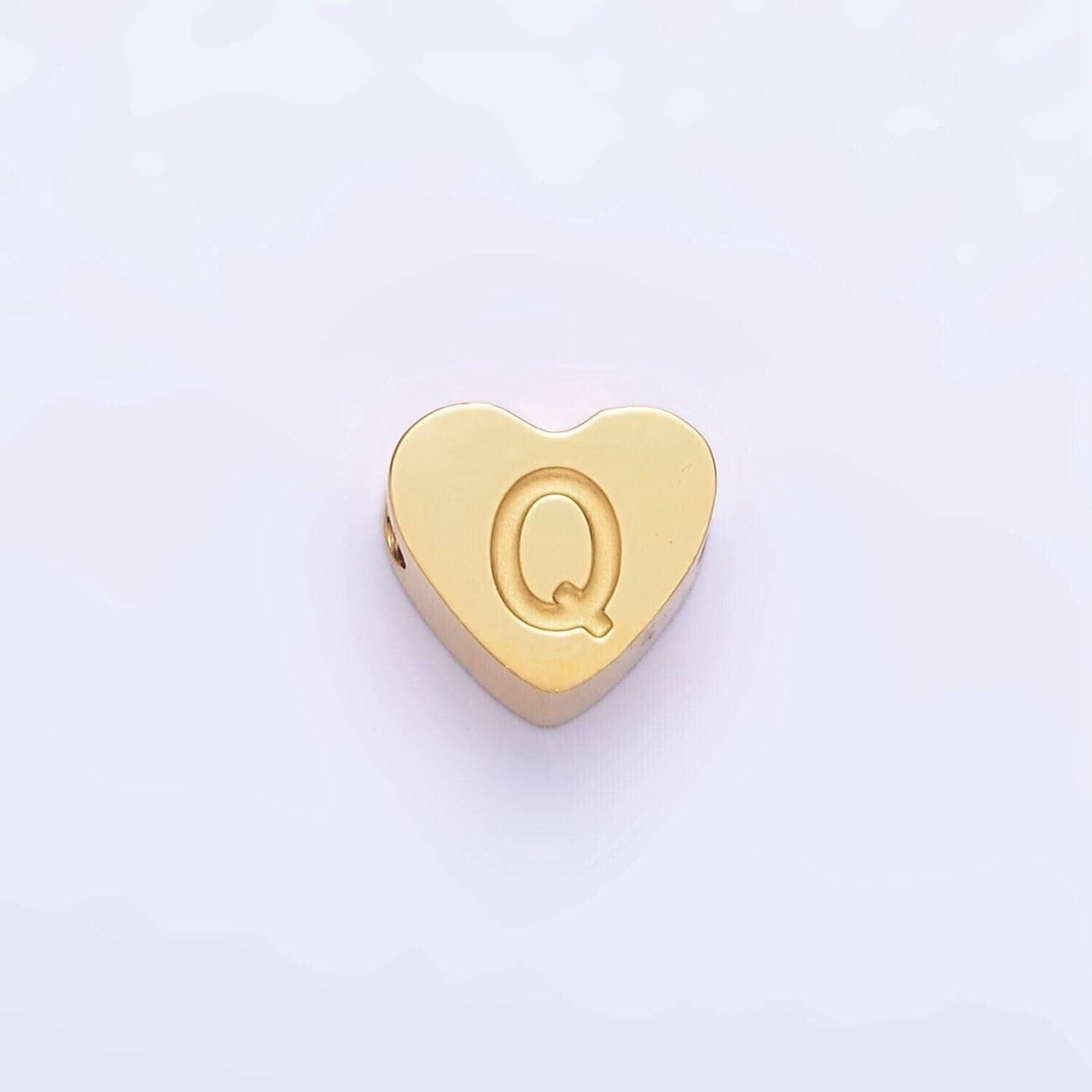 Stainless steel Heart letter alphabet Bead Spacer Initial heart shaped beads in gold for Beaded Bracelet Supply| a1552-a1564