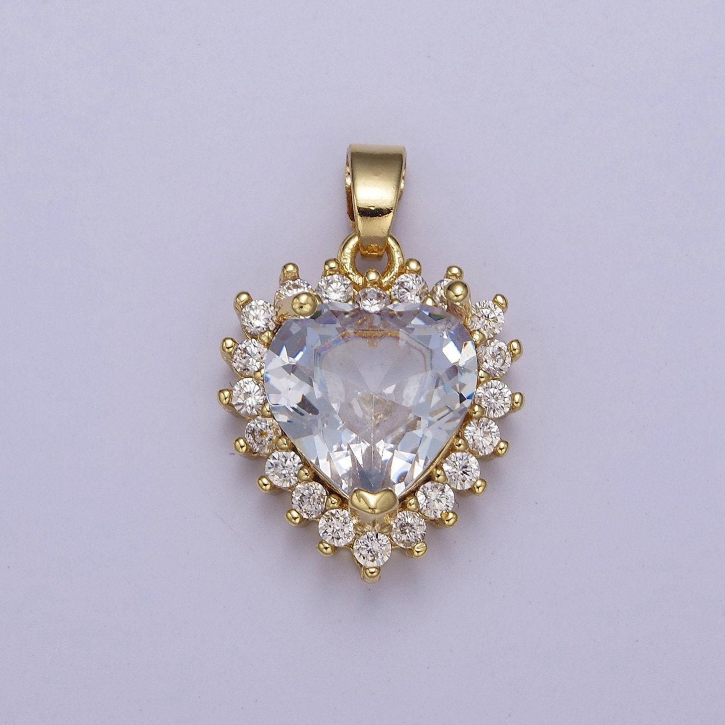 Gold micro pave heart cz pendant charm for jewelry necklace making, j-541