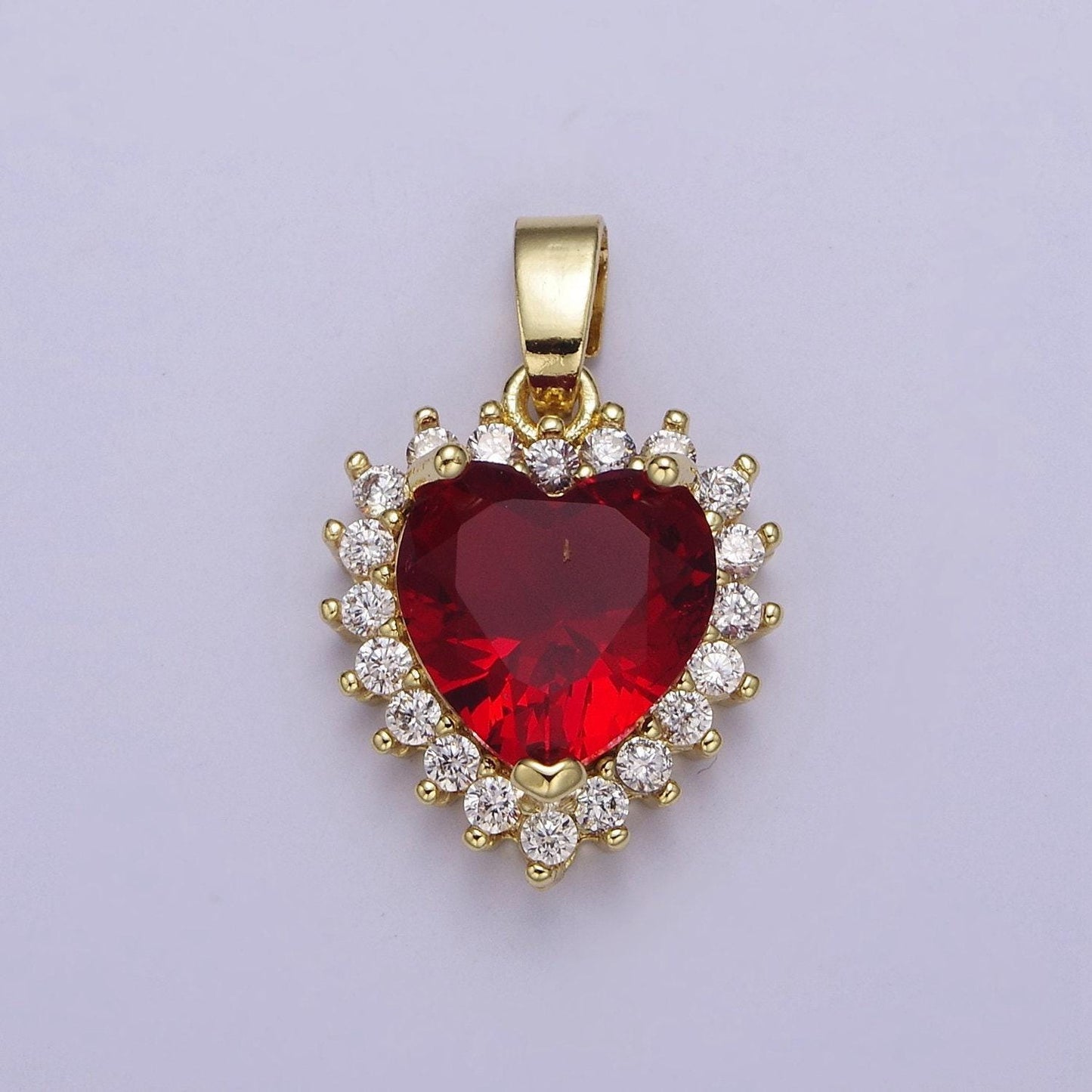 Gold micro pave heart cz pendant charm for jewelry necklace making, j-541