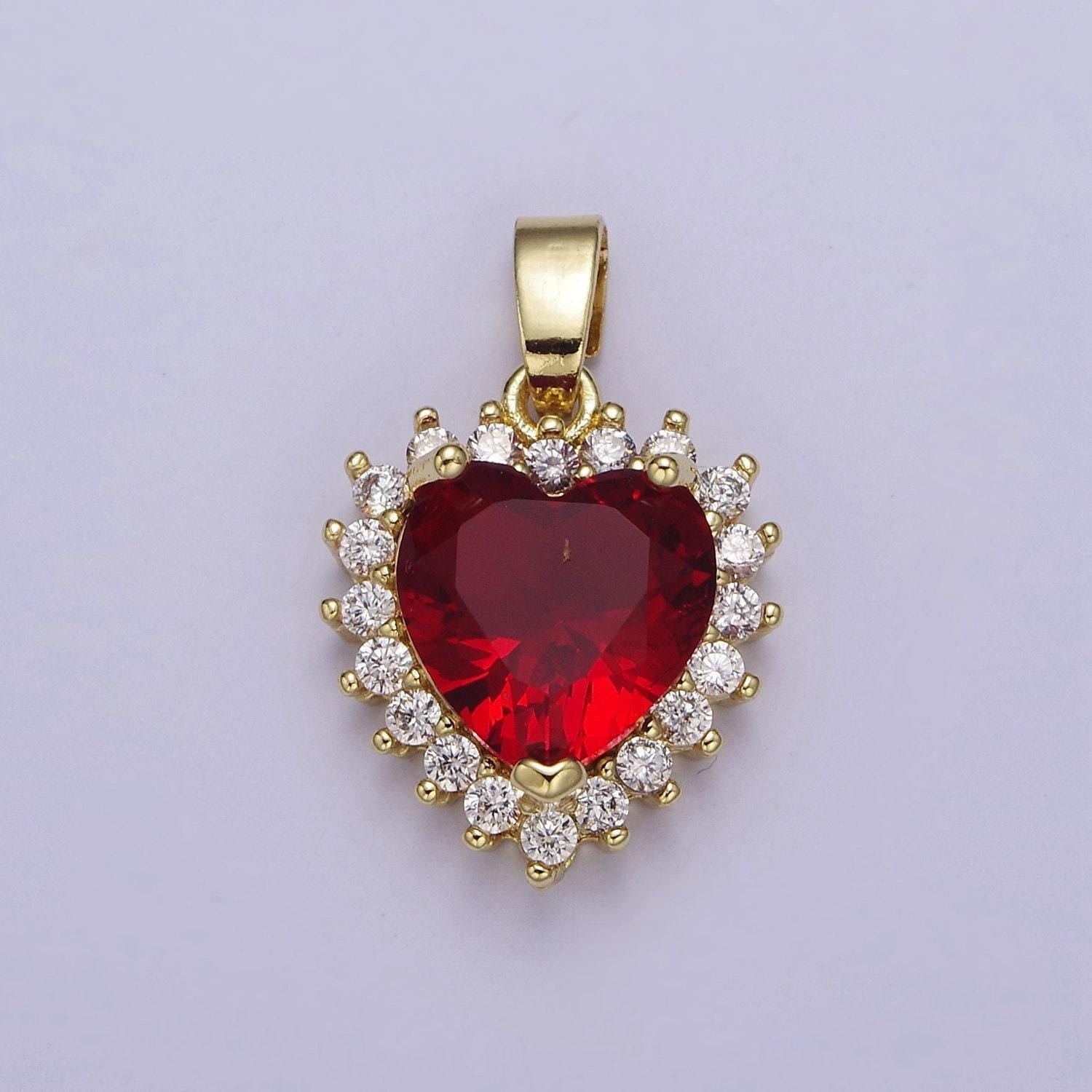 Gold micro pave heart cz pendant charm for jewelry necklace making, j-541