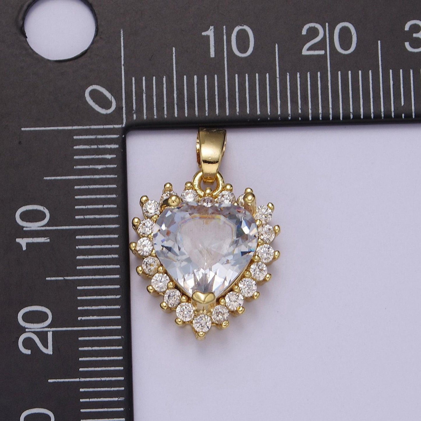 Gold micro pave heart cz pendant charm for jewelry necklace making, j-541