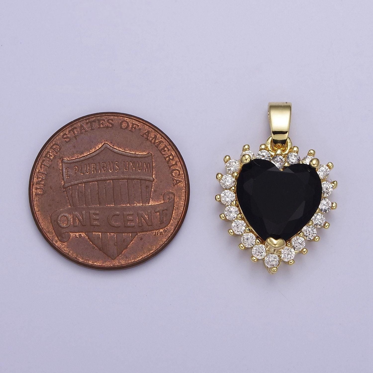 Gold micro pave heart cz pendant charm for jewelry necklace making, j-541