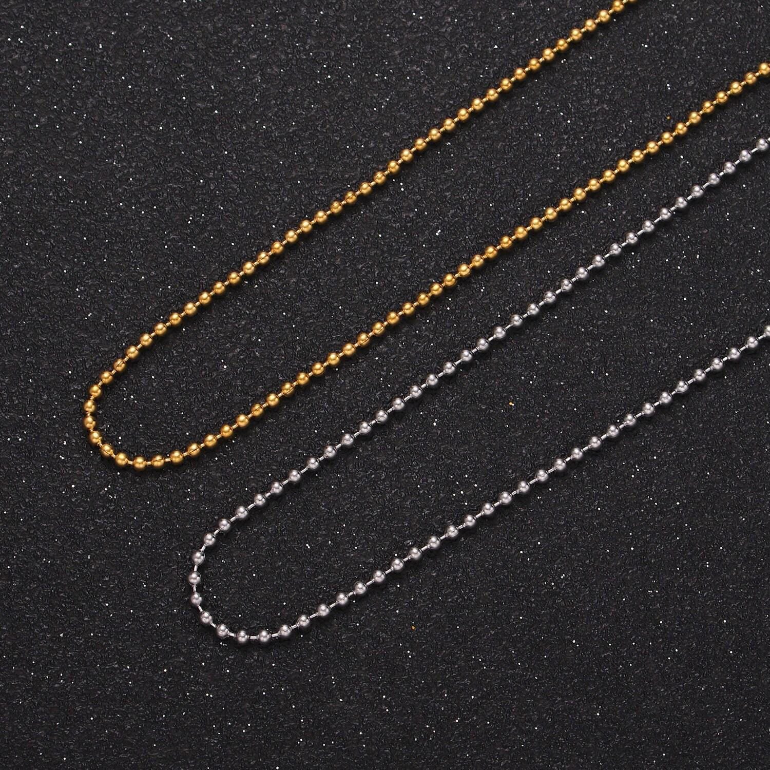 Dainty gold stainless steel ball chain necklace beaded ball chain military tag necklace jewelry supplies wholesale chain 18 inch | wa2480