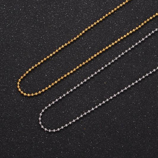 Dainty gold stainless steel ball chain necklace beaded ball chain military tag necklace jewelry supplies wholesale chain 18 inch | wa2480