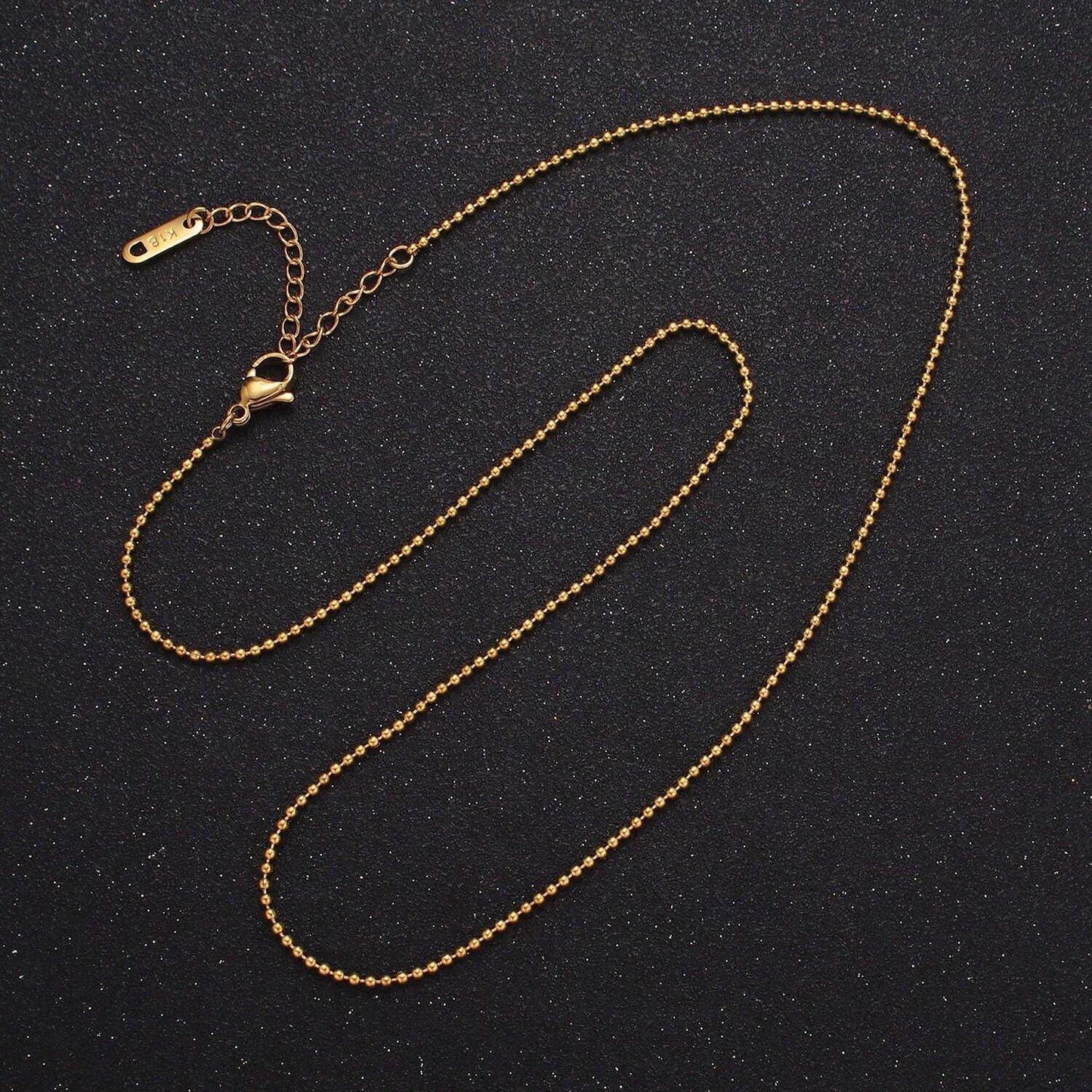 Dainty gold stainless steel ball chain necklace beaded ball chain military tag necklace jewelry supplies wholesale chain 18 inch | wa2480