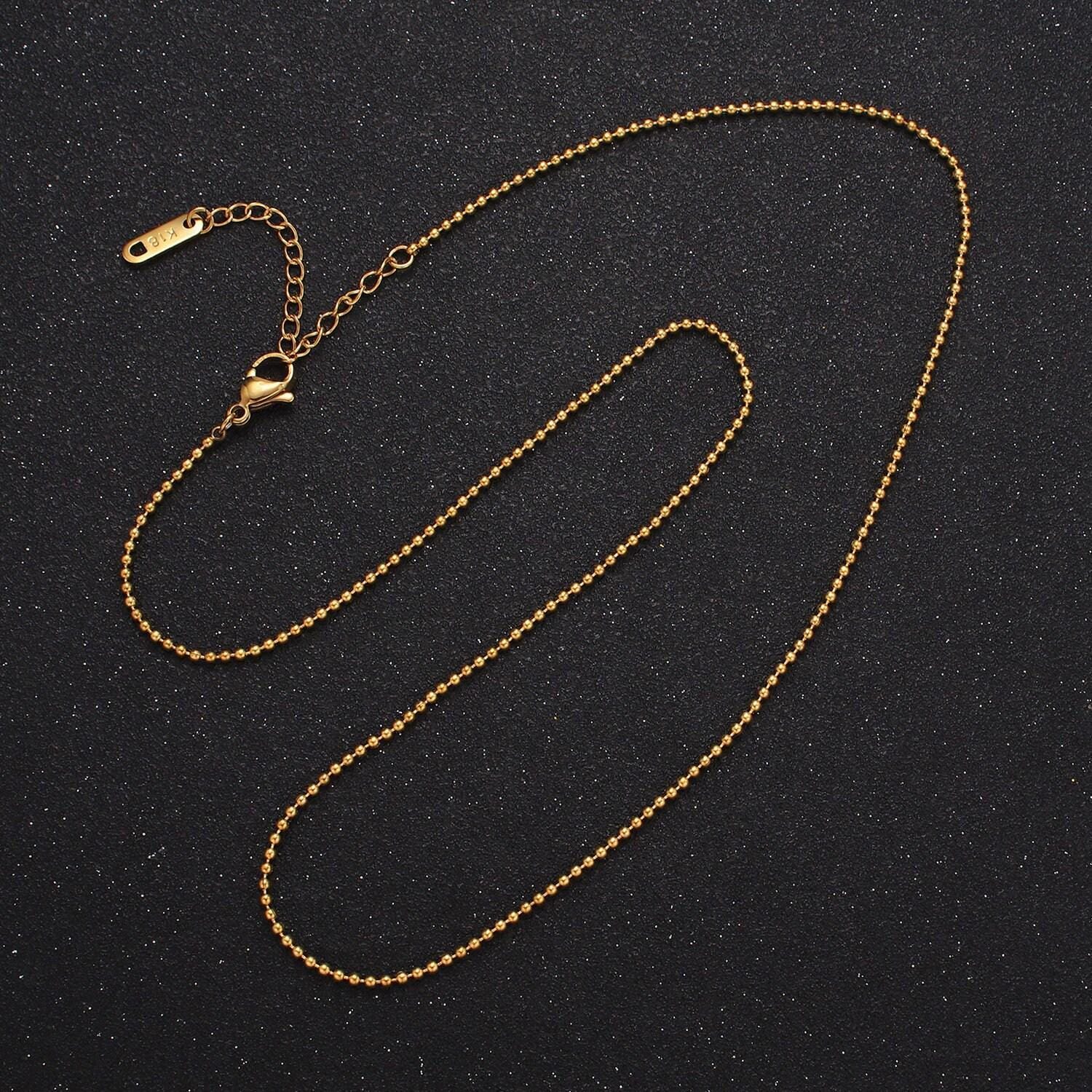 Dainty gold stainless steel ball chain necklace beaded ball chain military tag necklace jewelry supplies wholesale chain 18 inch | wa2480