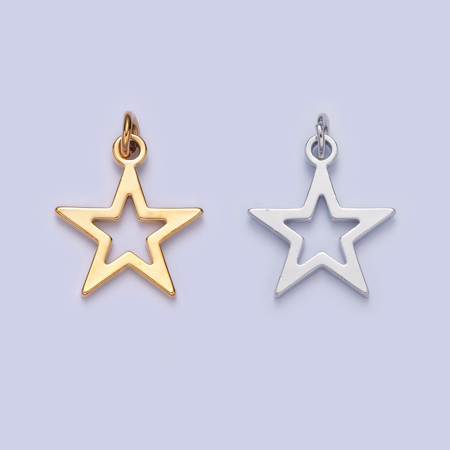 Gold filled 17.5mmx13mm five pointed star charm, gold & silver celestial north star for diy jewelry making, w-466