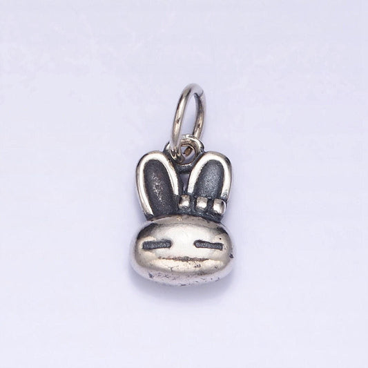 Small sterling silver rabbit face charms, silver bunny charm for kids bracelet charm jewelry supplies sl-281