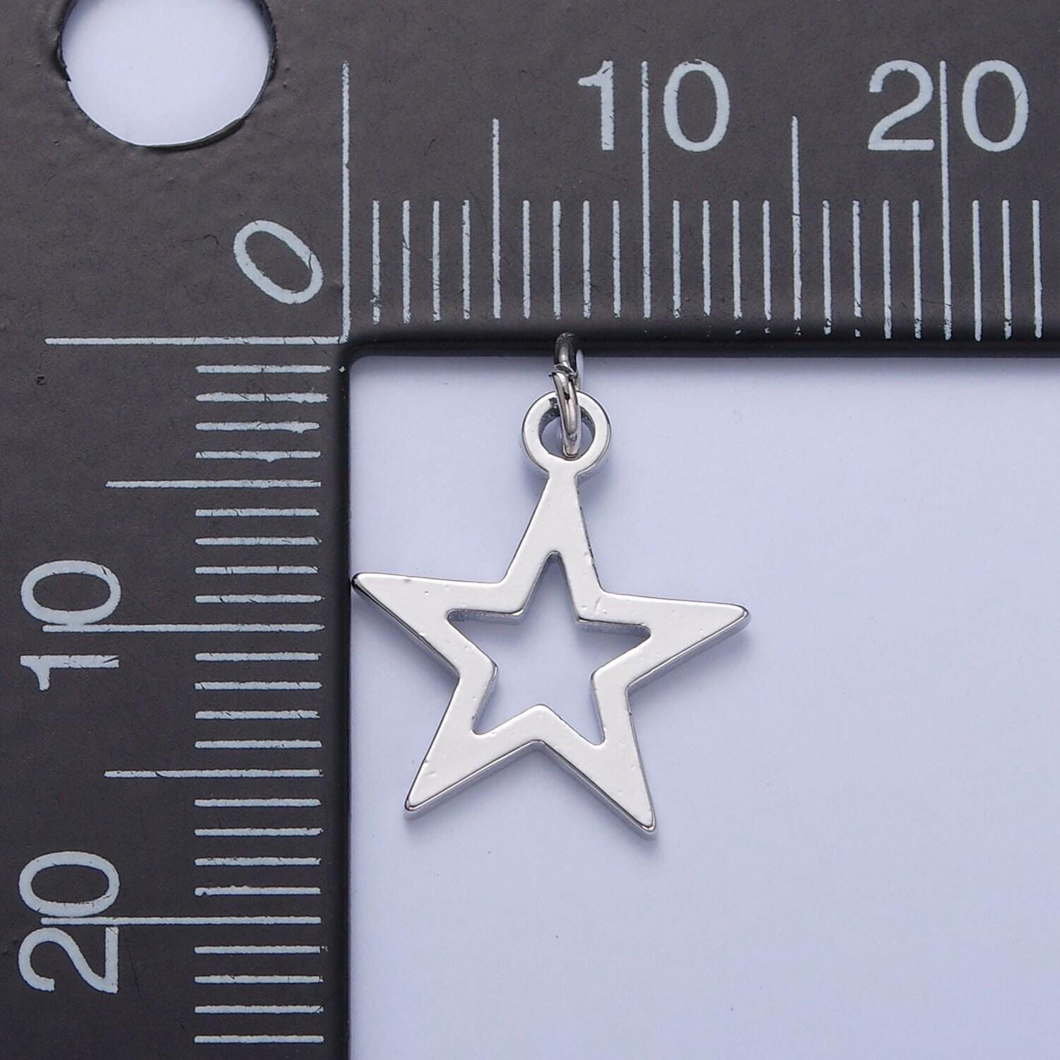 Gold filled 17.5mmx13mm five pointed star charm, gold & silver celestial north star for diy jewelry making, w-466