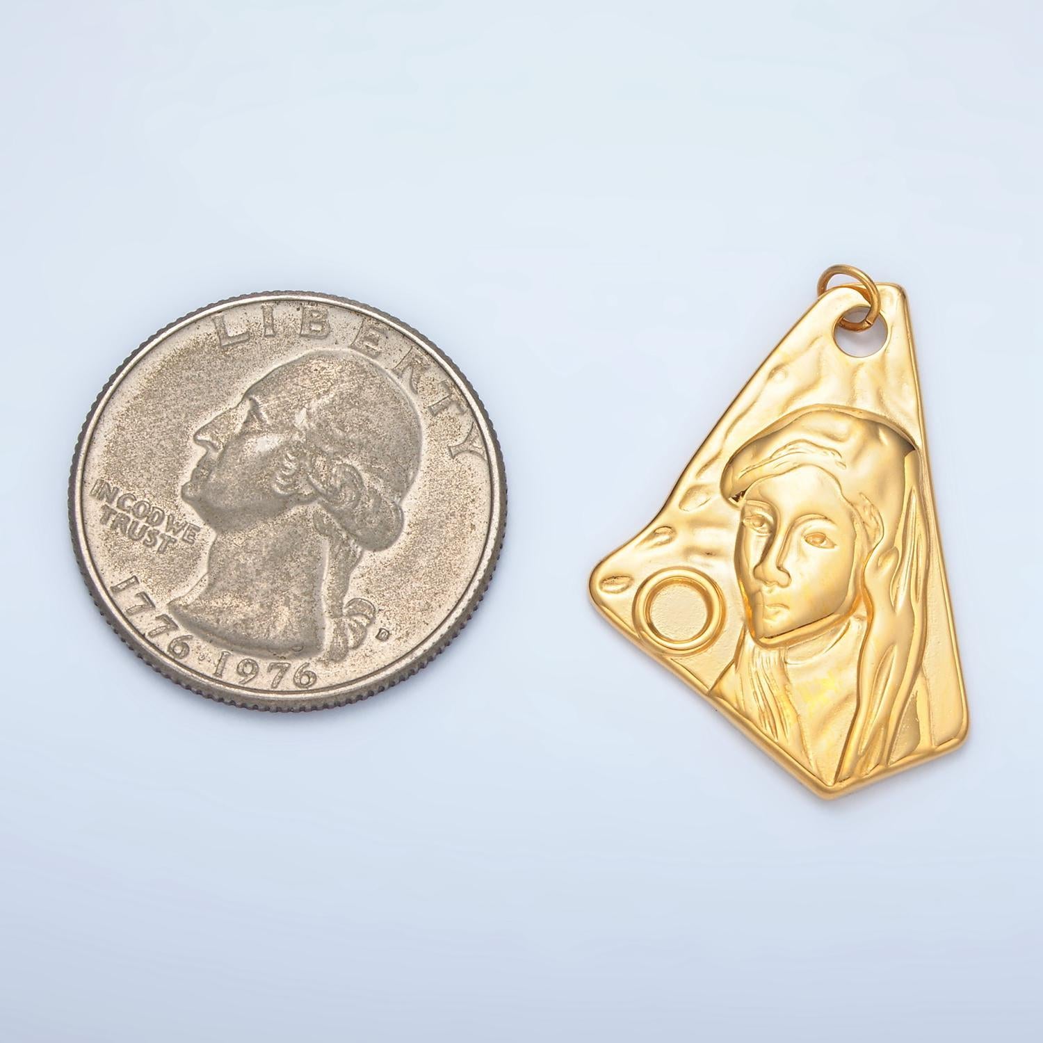 Stainless steel cameo lady face charm necklace pendant, cameo lady charm minimalist jewelry findings p698