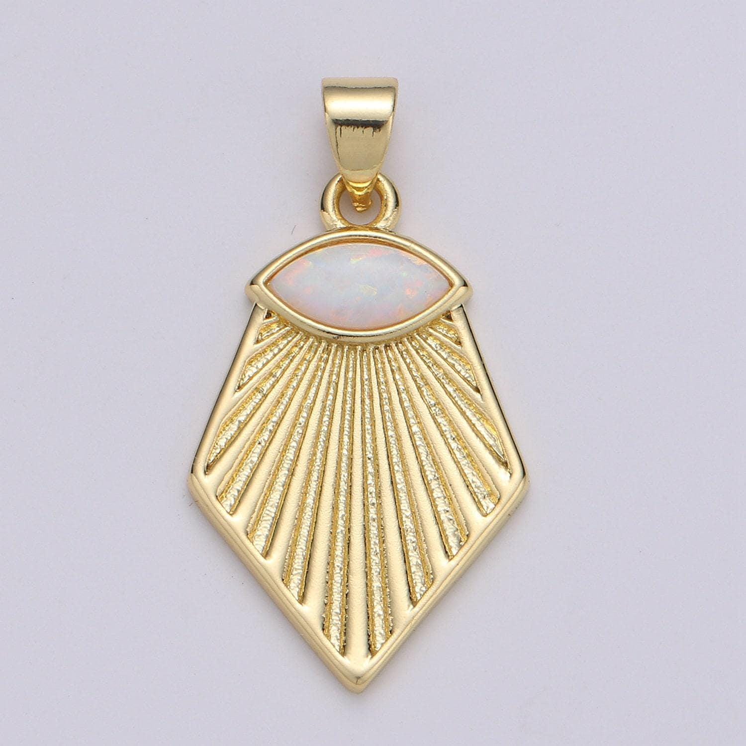 1pc sunrise 14k gold opal created pendant charm, tree of life pendant charm, sunburst pendant necklace wristlet jewelry, pdgf-2087