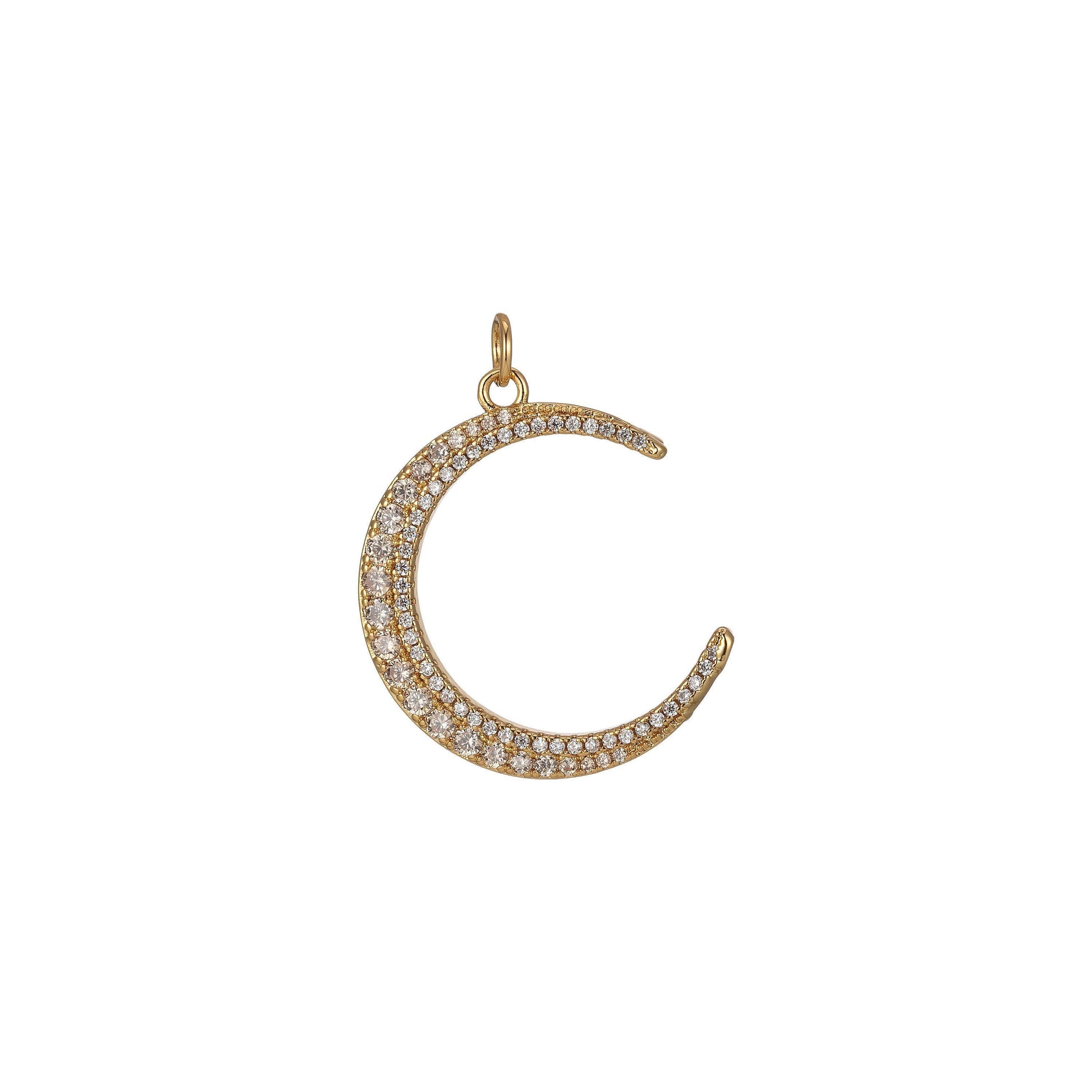 Cubic moon pendant, moon charm, jewelry supplies dainty crescent moon charm for celestial jewelry making, 2253