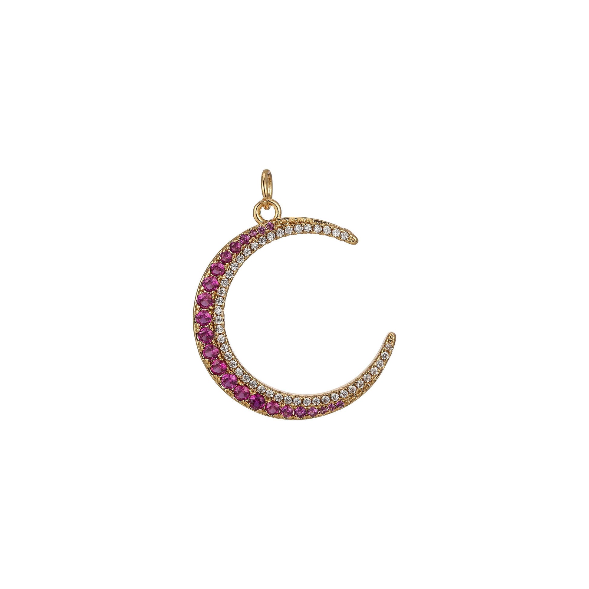 Cubic moon pendant, moon charm, jewelry supplies dainty crescent moon charm for celestial jewelry making, 2253