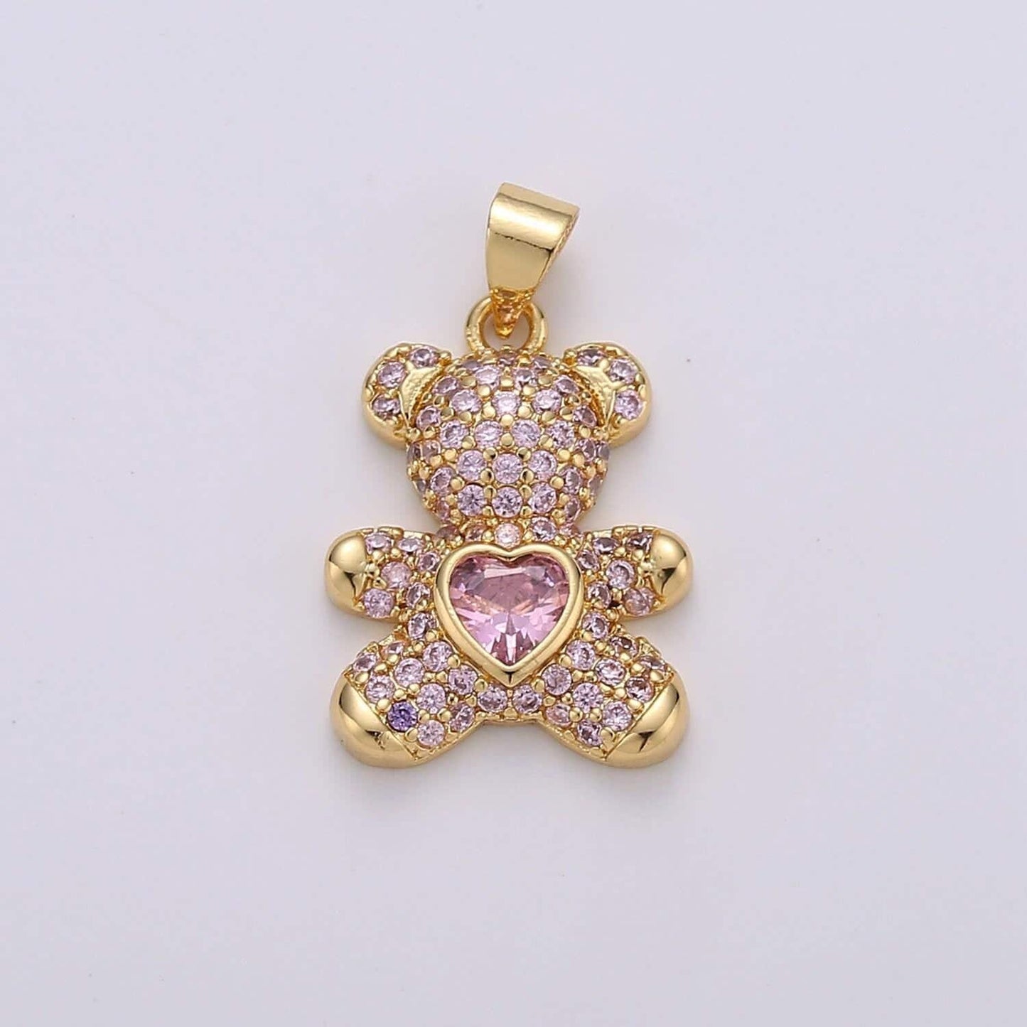 Micro pave gold bear charm teddy bear charm necklace pendant / keychain / earrings / kids crafts i-747~i-749
