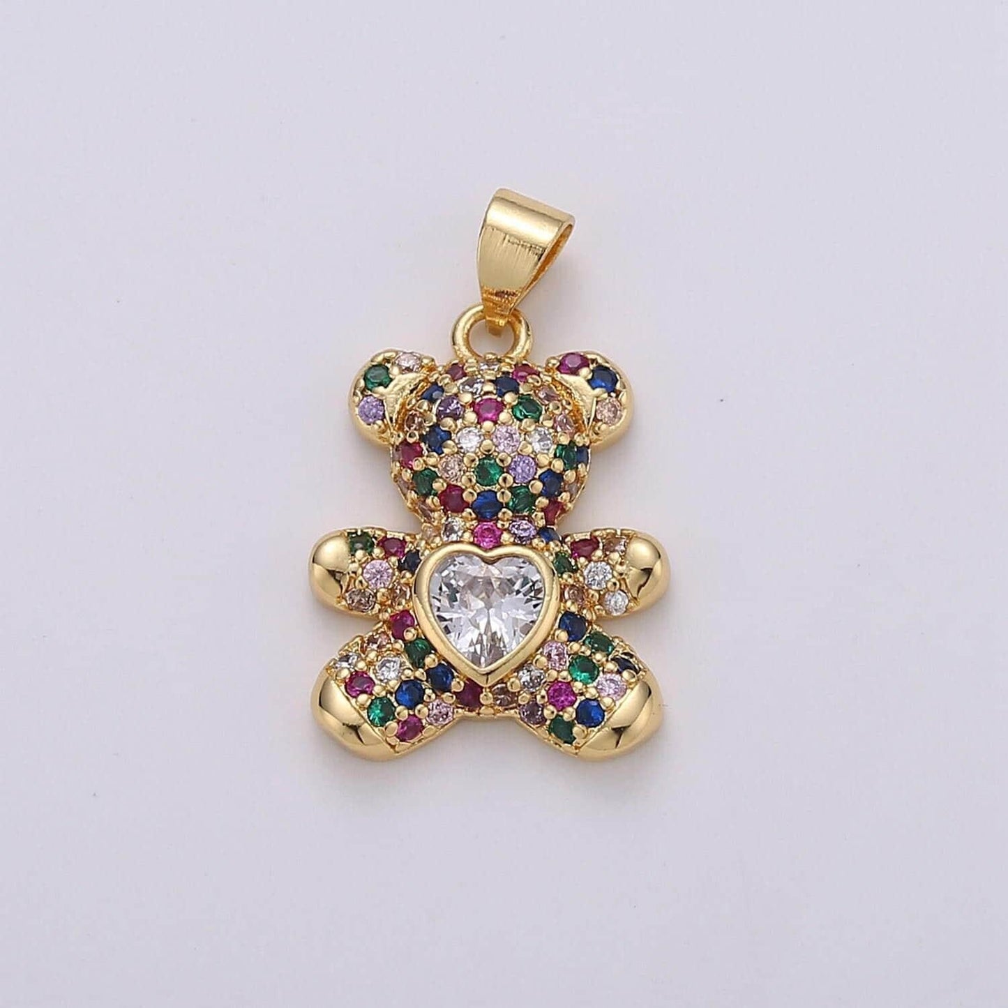 Micro pave gold bear charm teddy bear charm necklace pendant / keychain / earrings / kids crafts i-747~i-749