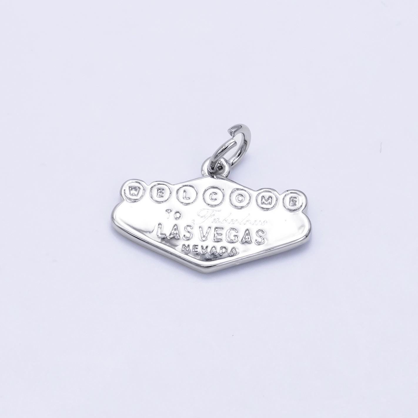 Dainty gold filled welcome to las vegas charms for bracelet necklace girl dangle charm travel charm gift idea