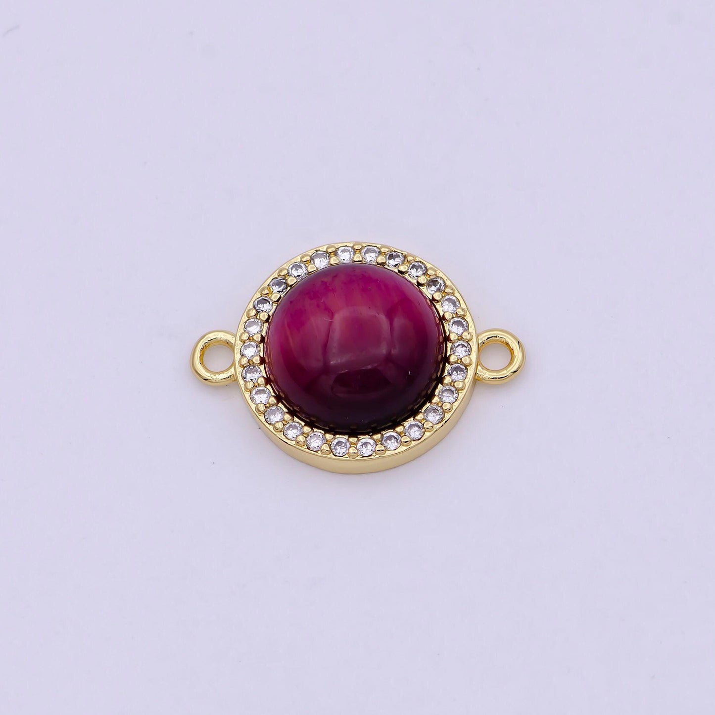 Natural stone round shape connector charms dainty micro pave circle link connector for bracelet necklace supply f697