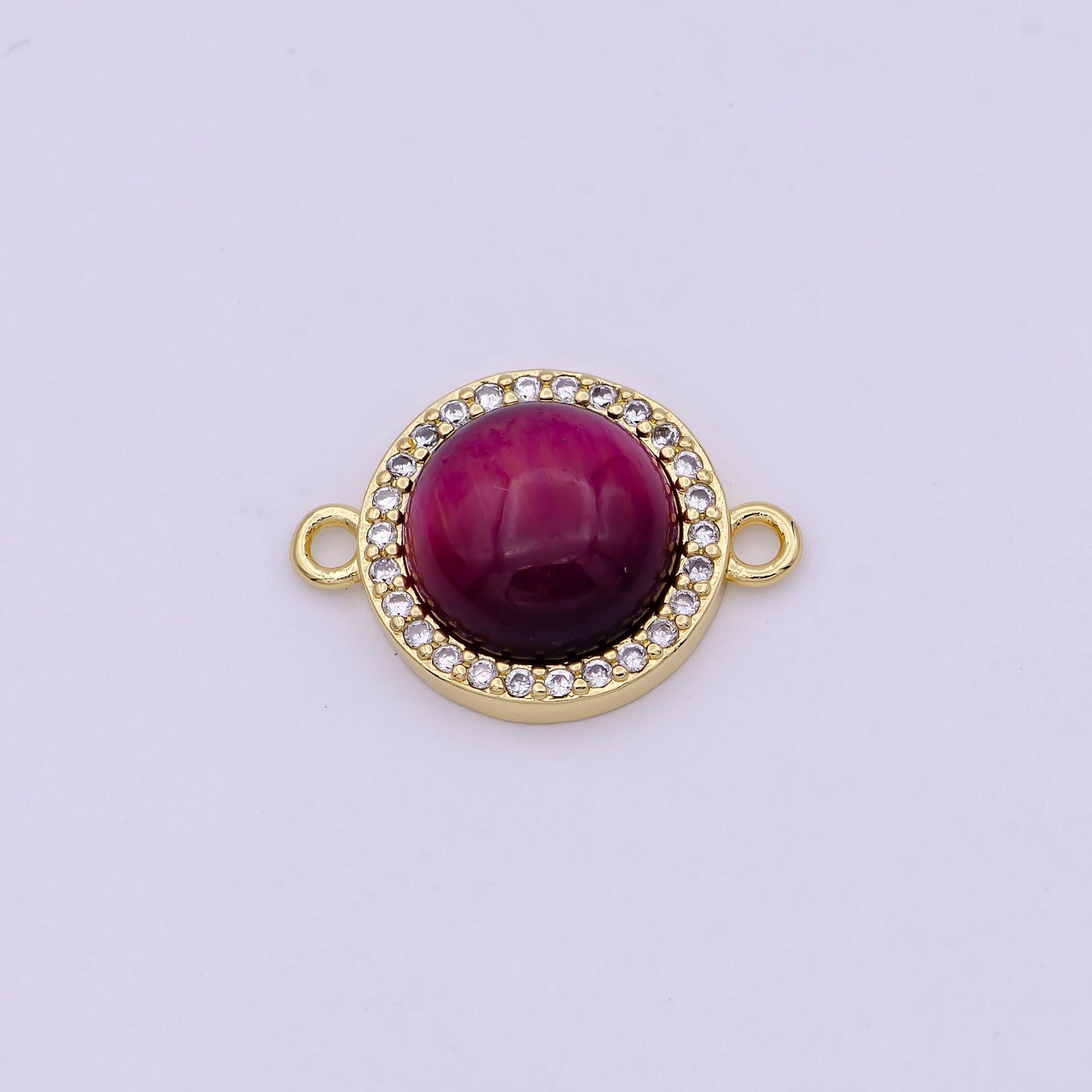 Natural stone round shape connector charms dainty micro pave circle link connector for bracelet necklace supply f697