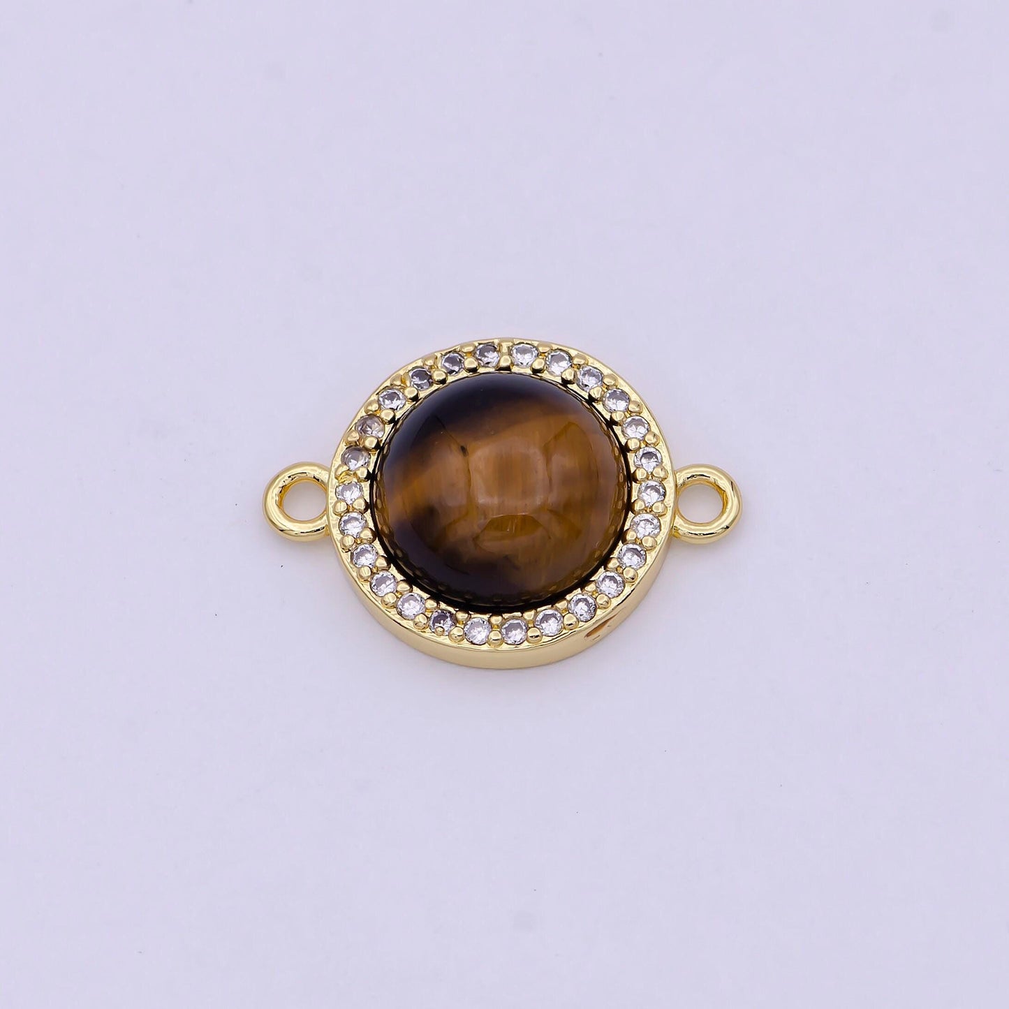 Natural stone round shape connector charms dainty micro pave circle link connector for bracelet necklace supply f697