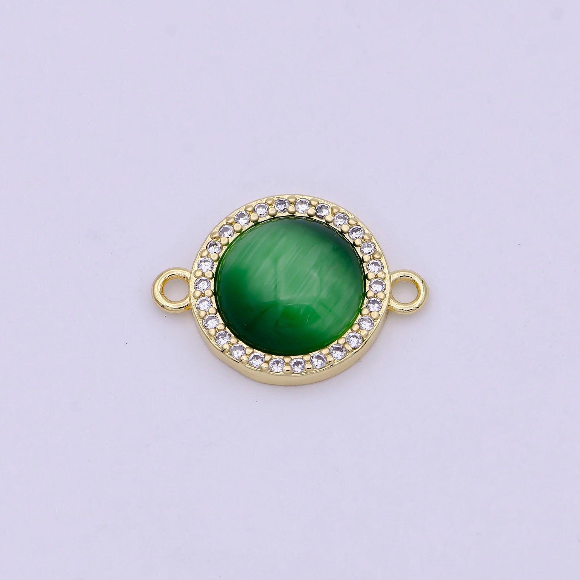 Natural stone round shape connector charms dainty micro pave circle link connector for bracelet necklace supply f697