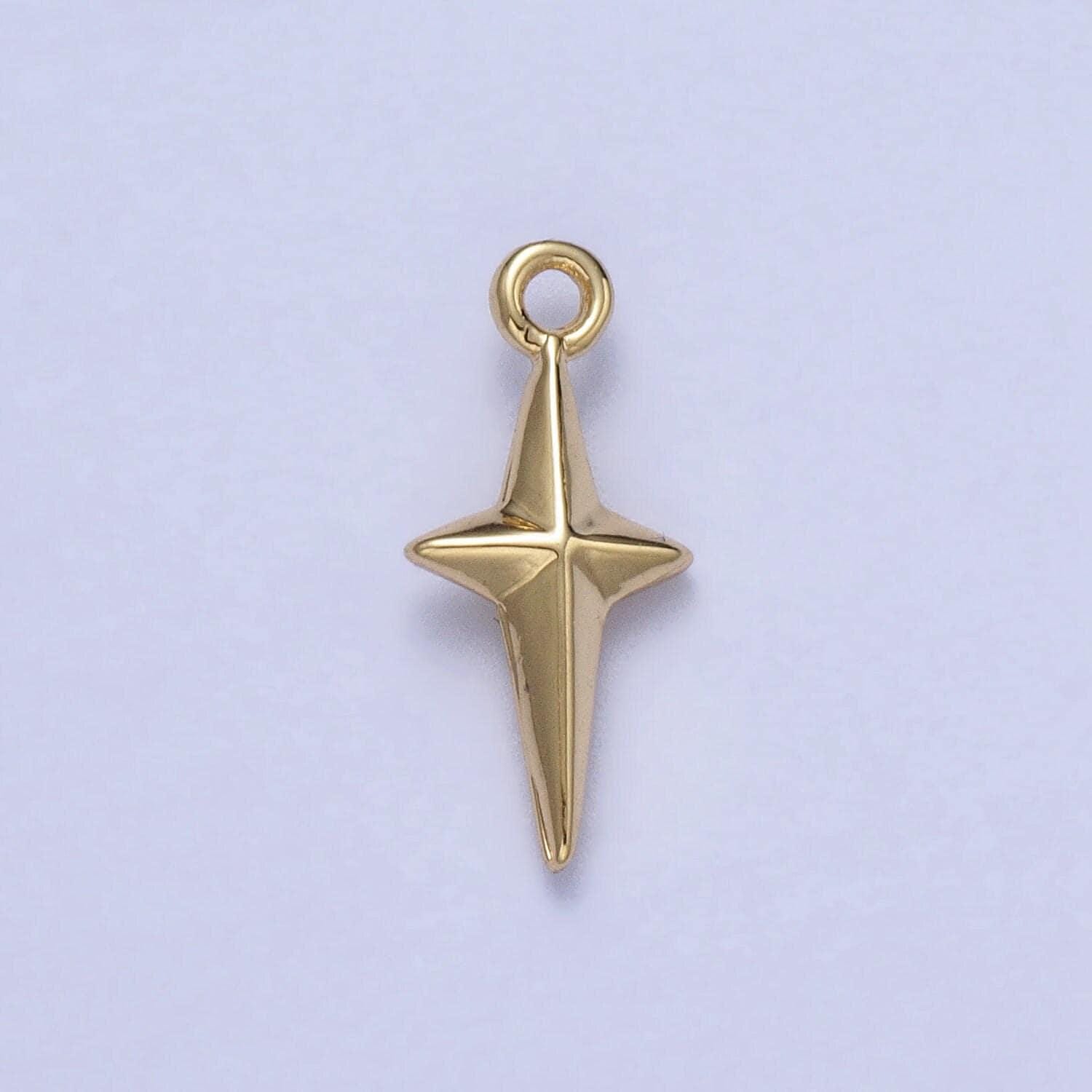 Mini gold star charms, tiny north star charm necklace bracelet earring accessories celestial findings jewelry making supplies ac046