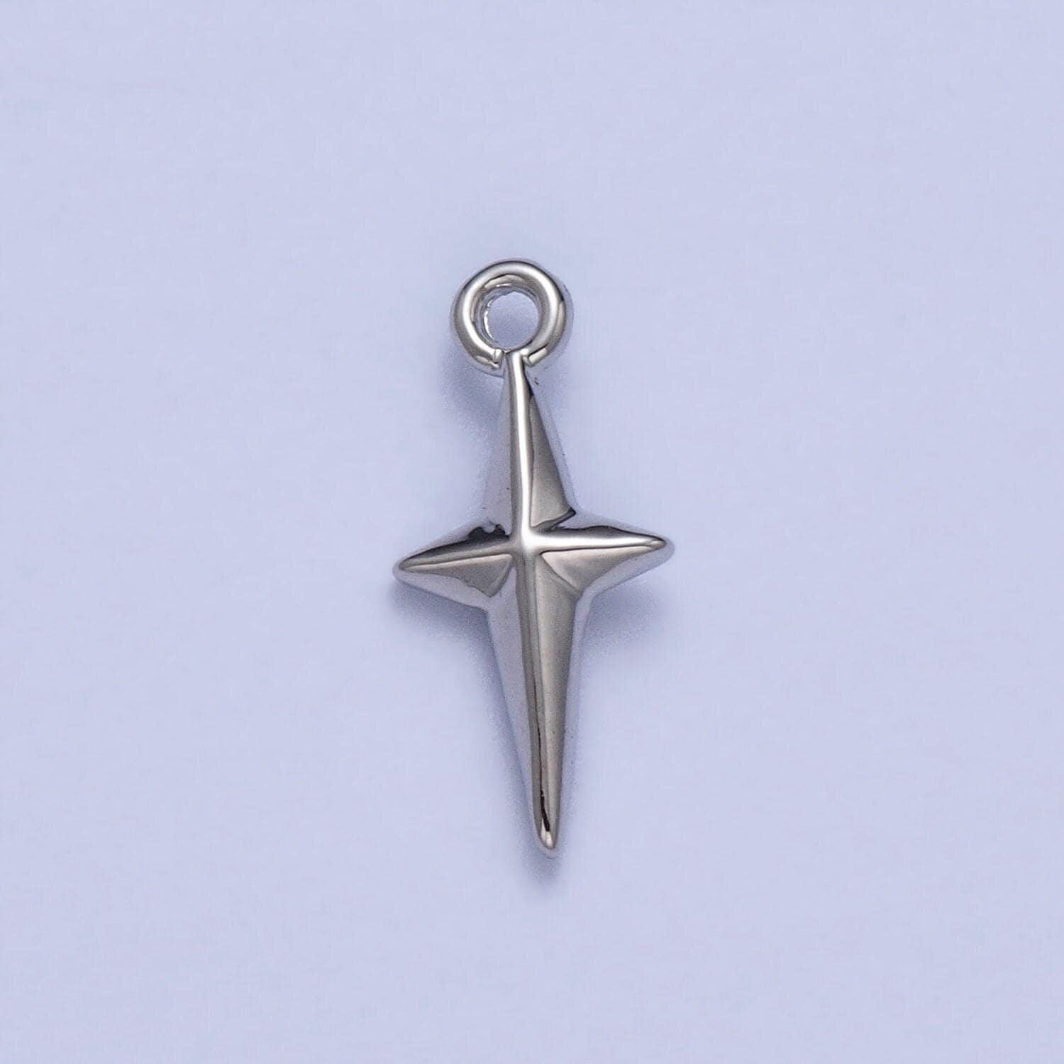 Mini gold star charms, tiny north star charm necklace bracelet earring accessories celestial findings jewelry making supplies ac046