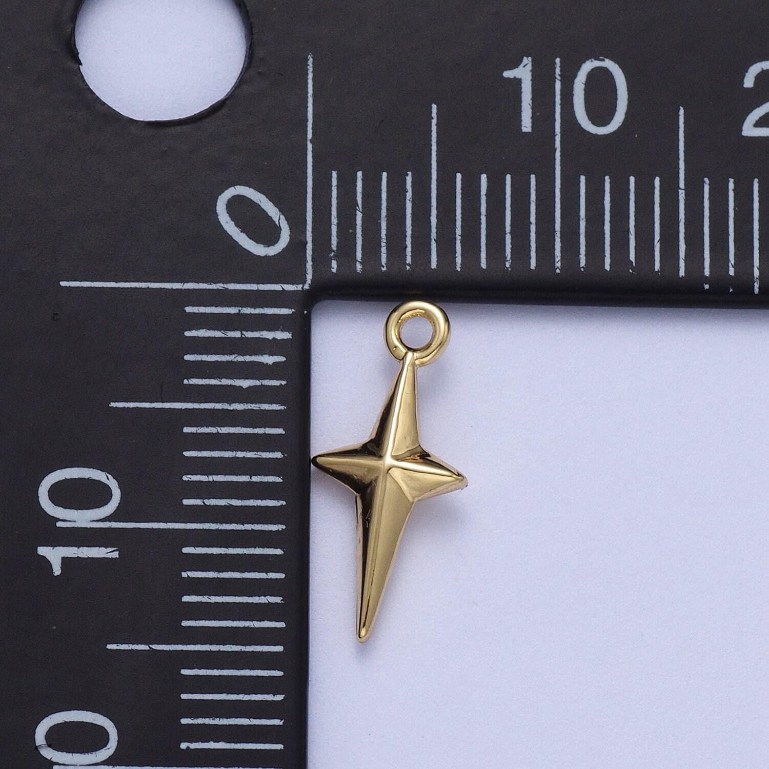 Mini gold star charms, tiny north star charm necklace bracelet earring accessories celestial findings jewelry making supplies ac046
