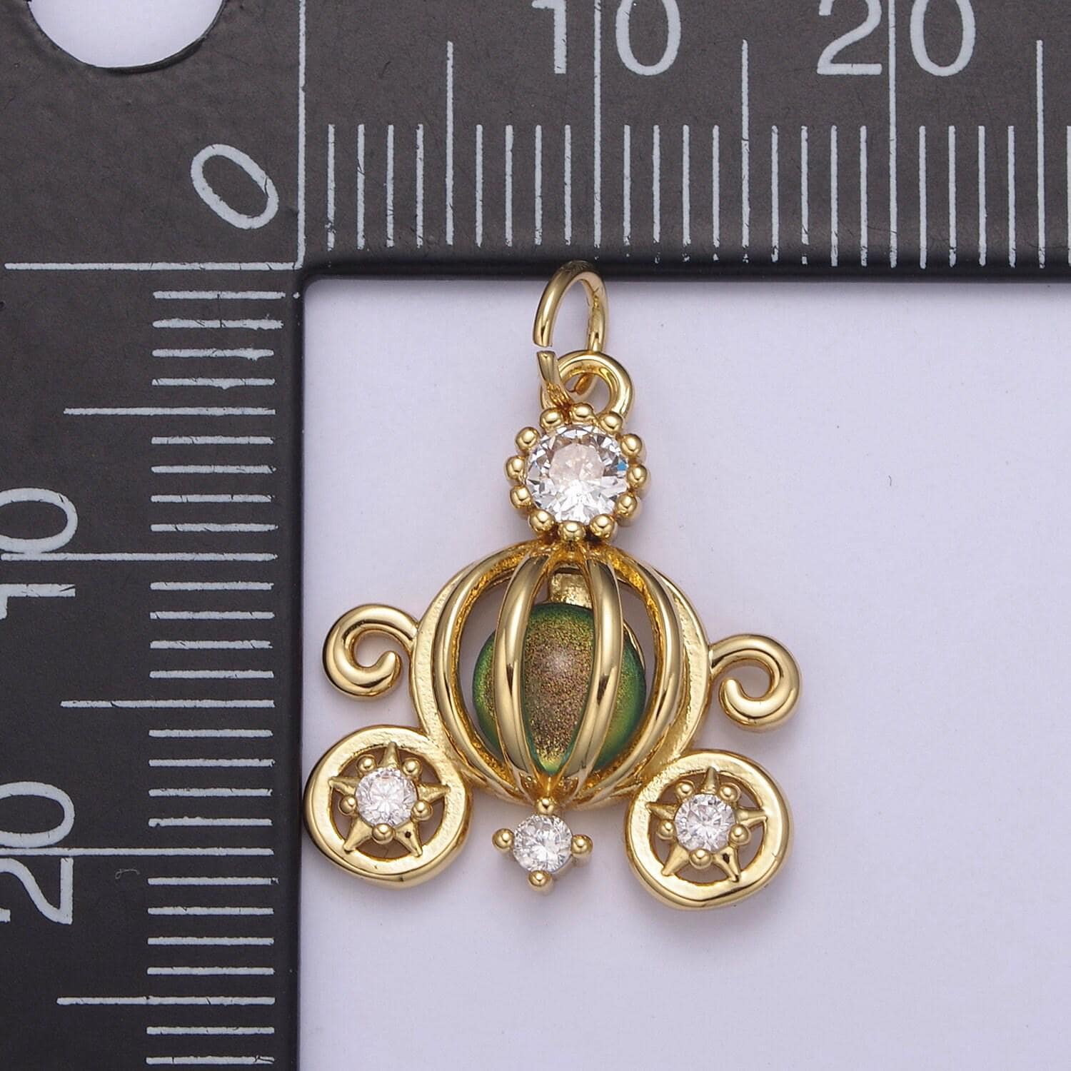 Dainty pumpkin carriage pendant in gold or silver fairytale inspired | diy fashion charm add on necklace bracelet earring | n-871