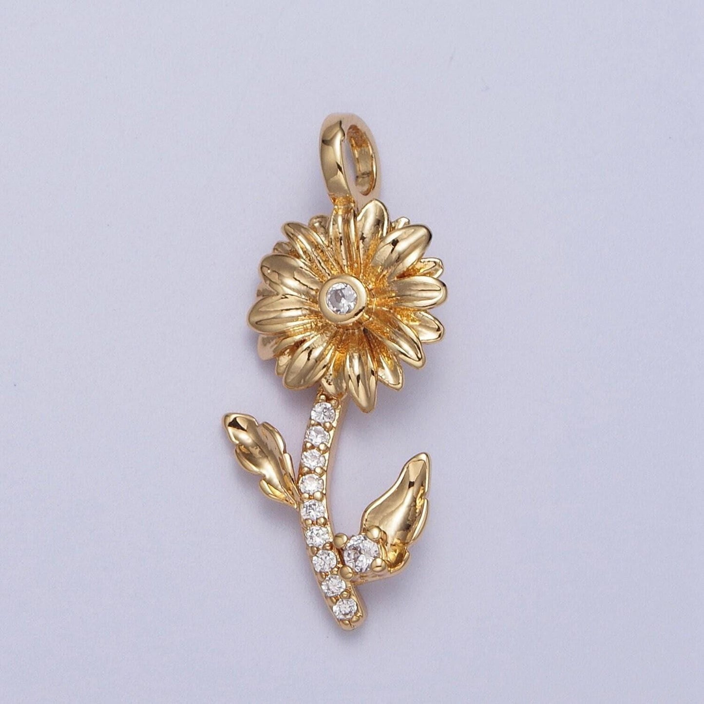 Gold birth flower charm, dainty floral charm, rose carnation violet flower charm for necklace bracelet jewelry making component