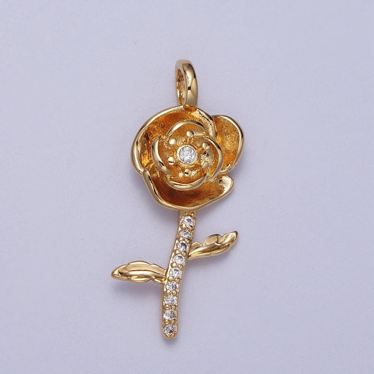 Gold birth flower charm, dainty floral charm, rose carnation violet flower charm for necklace bracelet jewelry making component
